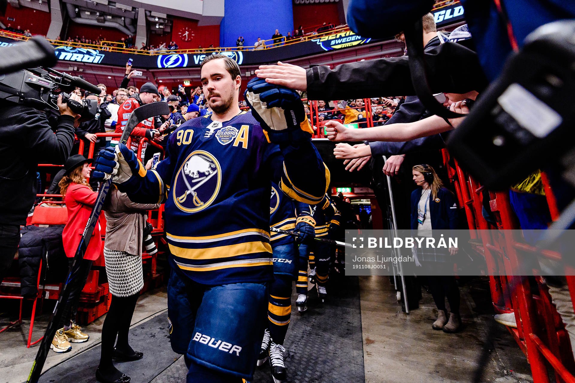 Marcus Johansson of Buffalo Sabres prior to the NHL regular
