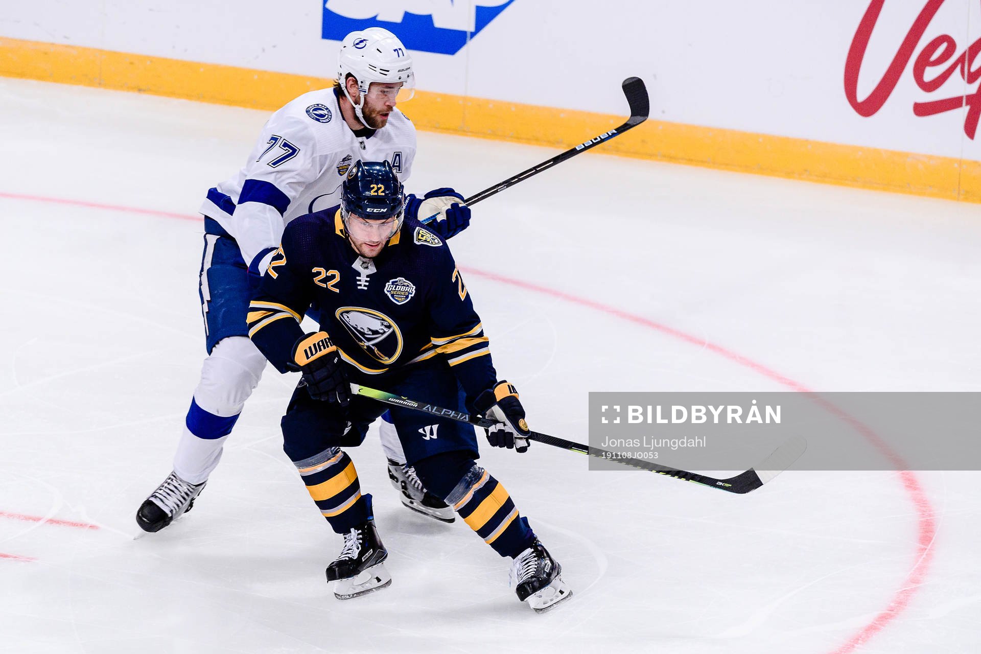 Victor Hedman of Tampa Bay Lightning and Johan Larsson of