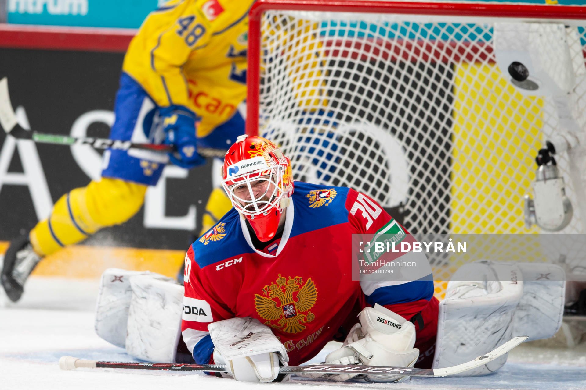 Carl Klingberg #48, SWE score 1-2, Igor Bobkov #30, RUS