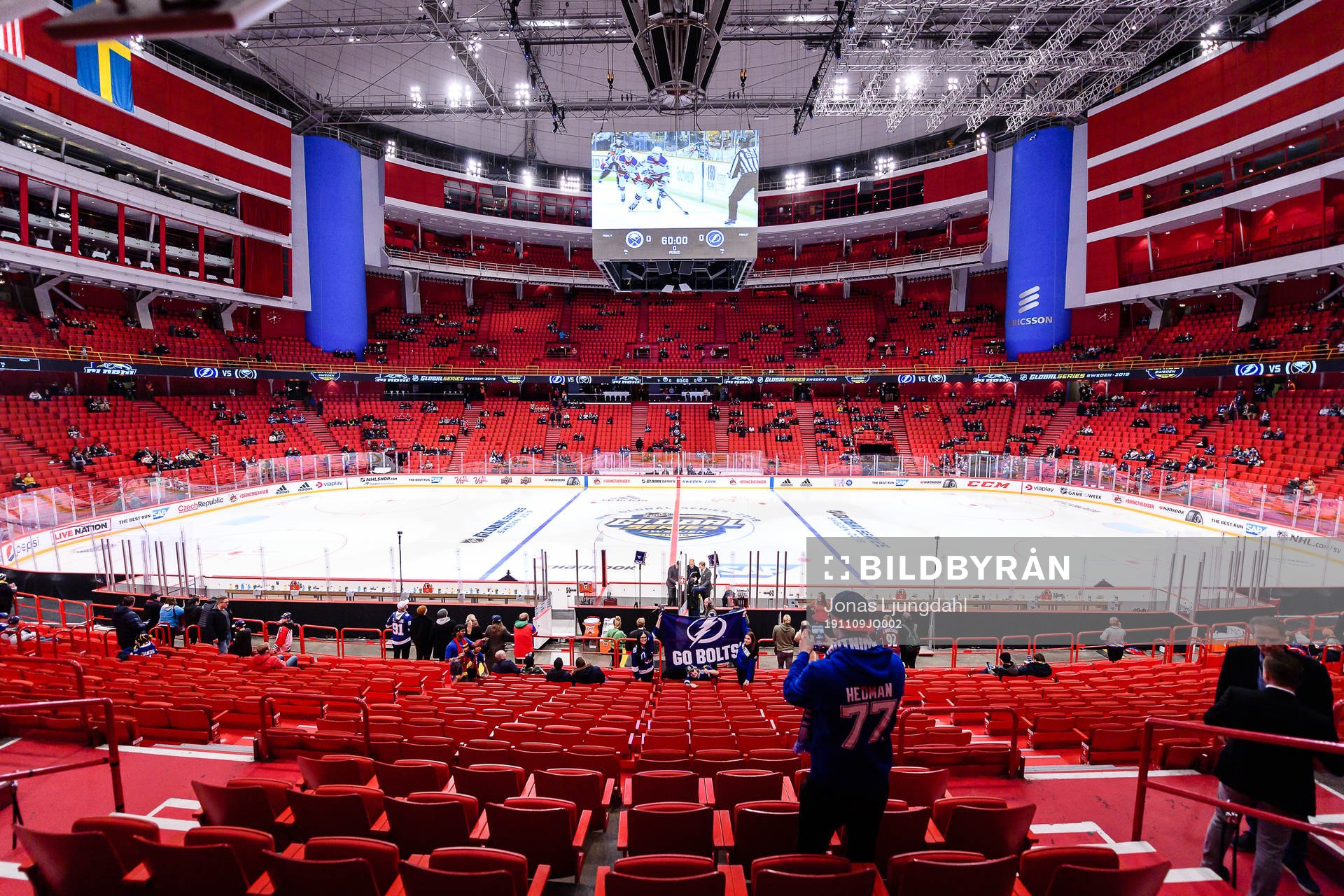 Interior view of Globen arena prior to the NHL regular