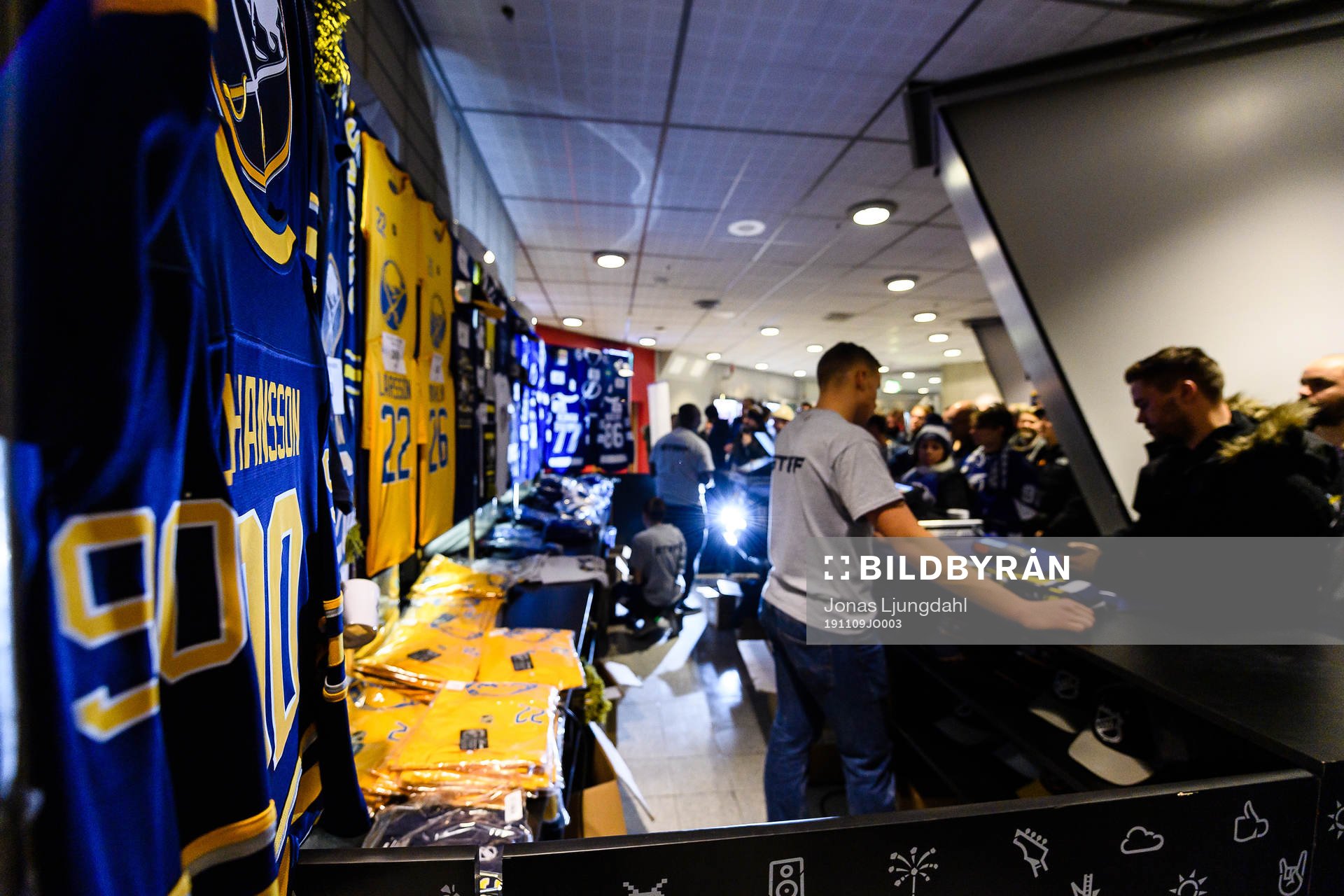 Merchandise stand prior to the NHL regular season ice