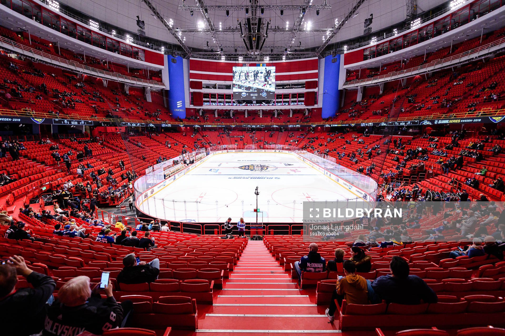 Interior view of Globen arena prior to the NHL regular