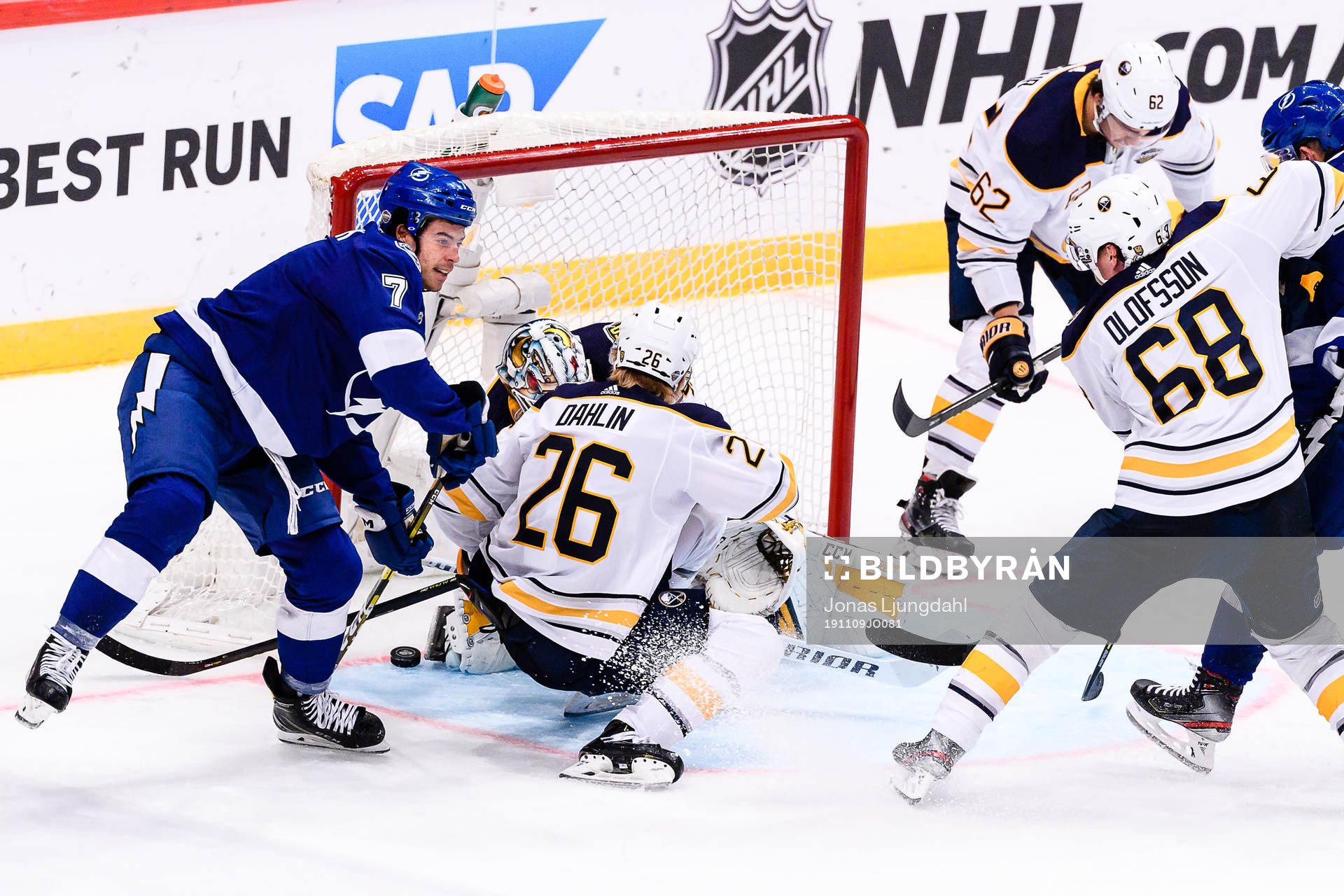 Mathieu Joseph of Tampa Bay Lightning scores the 5-2 goal