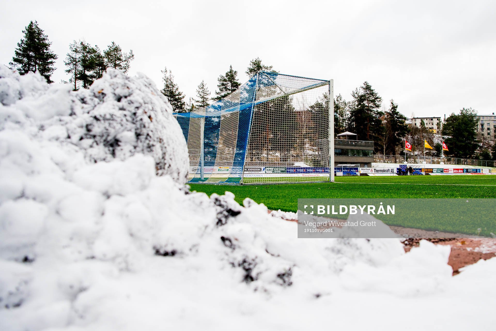 General view of the snow at Idrettsparken