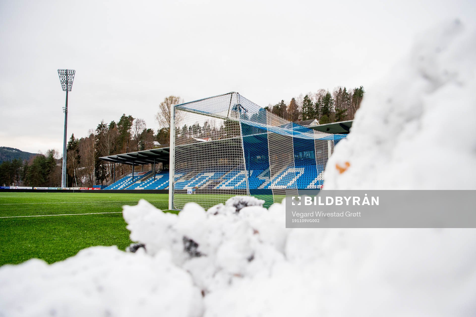 General view of the snow at Idrettsparken