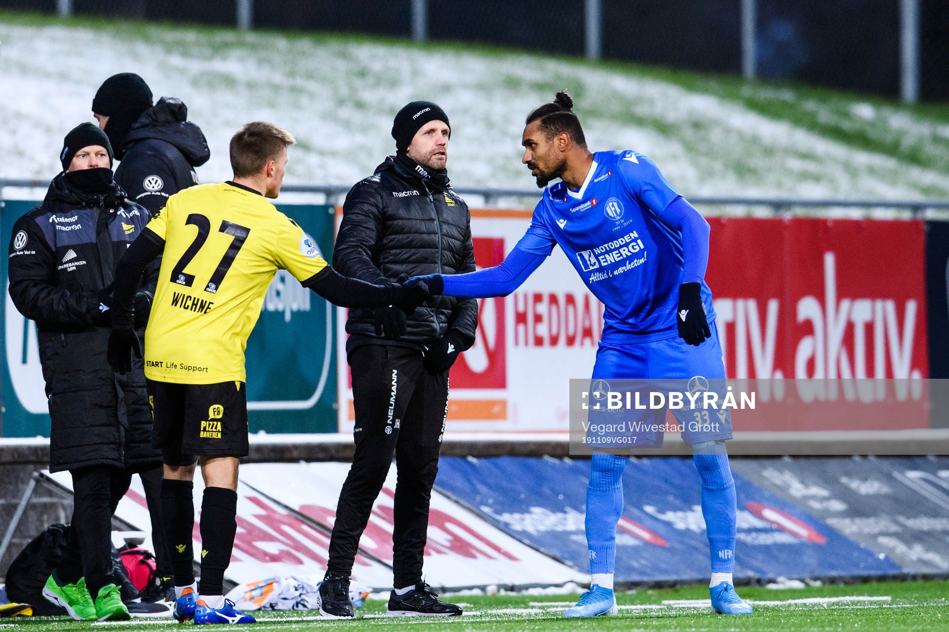 Eirik Wichne of Start leaves the pitch