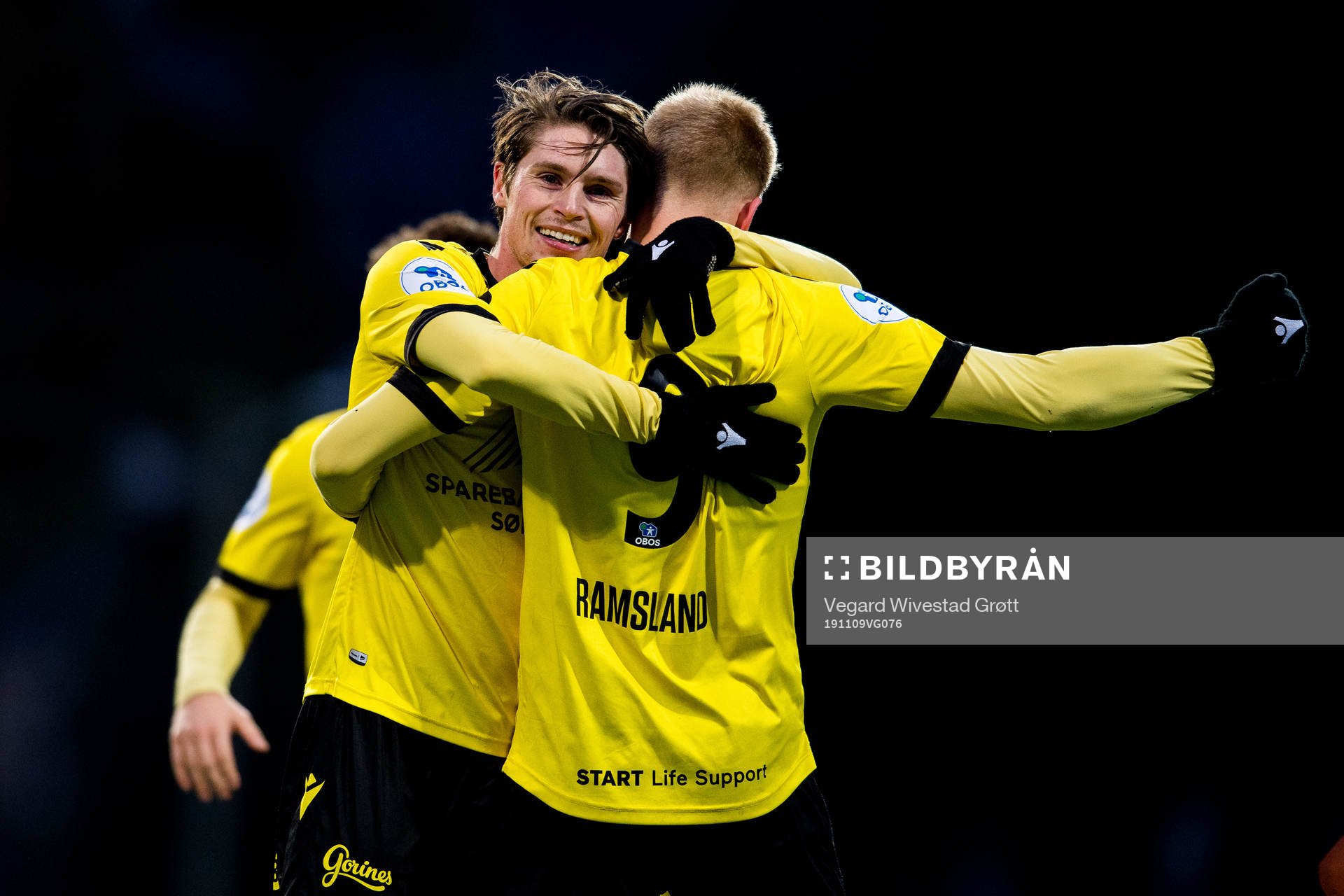 Martin Ramsland of Start celebrates with teammate Kasper