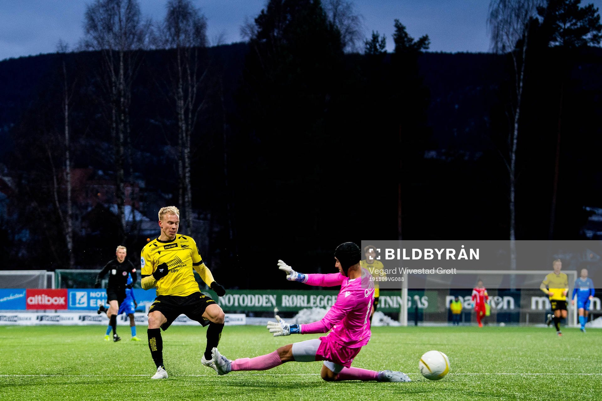 Martin Ramsland of Start scores 0-1 behind goalkeeper Espen