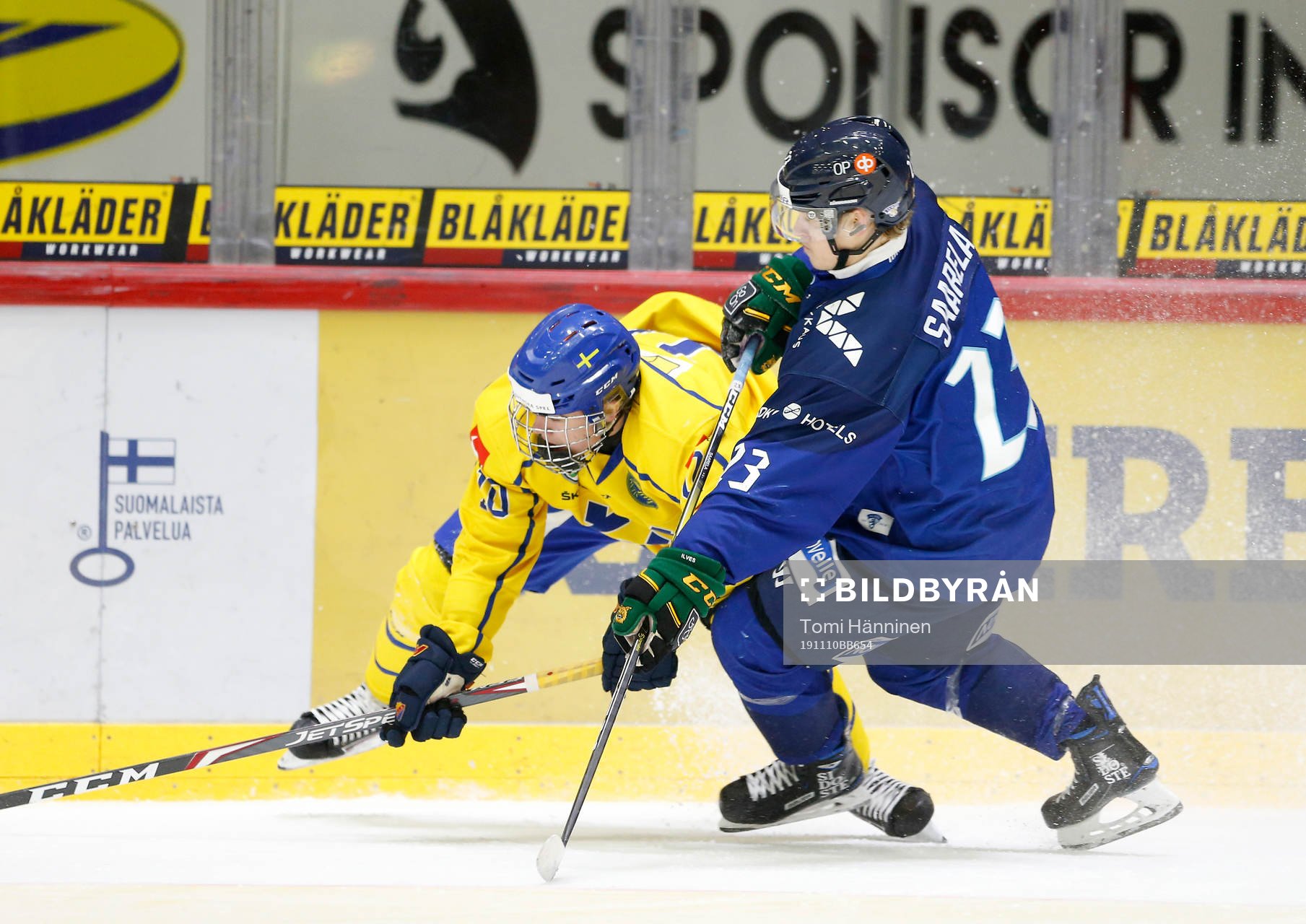 Nikola Pasic #20, SWE and Antti Saarela #23, FIN
