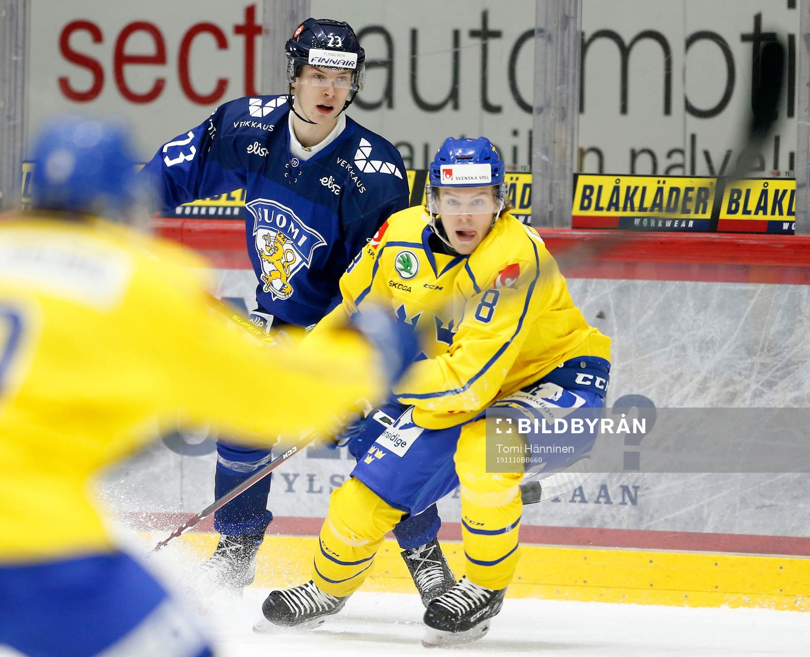 Antti Saarela #23, FIN and Filip Johansson #8, SWE