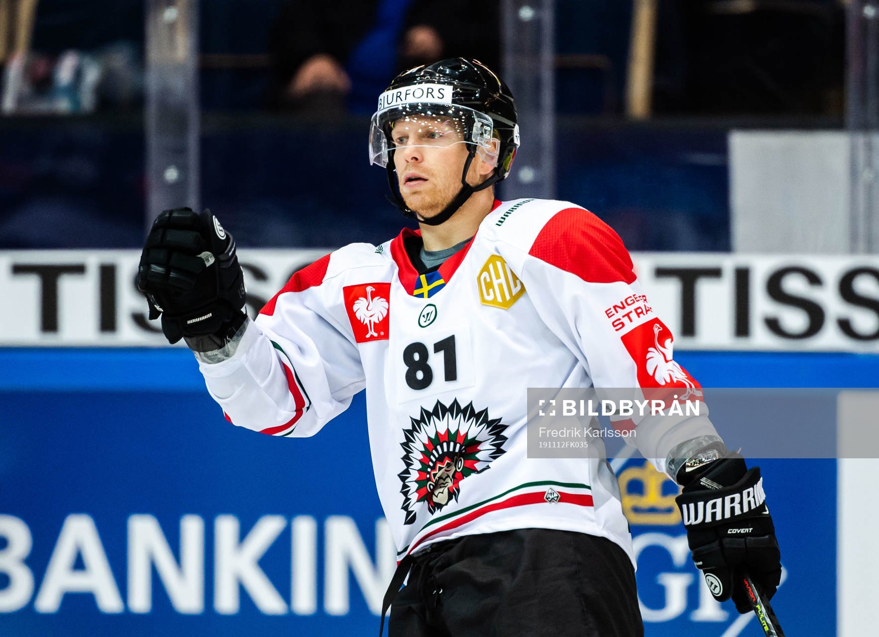 Ryan Lasch of Färjestad celebrates
