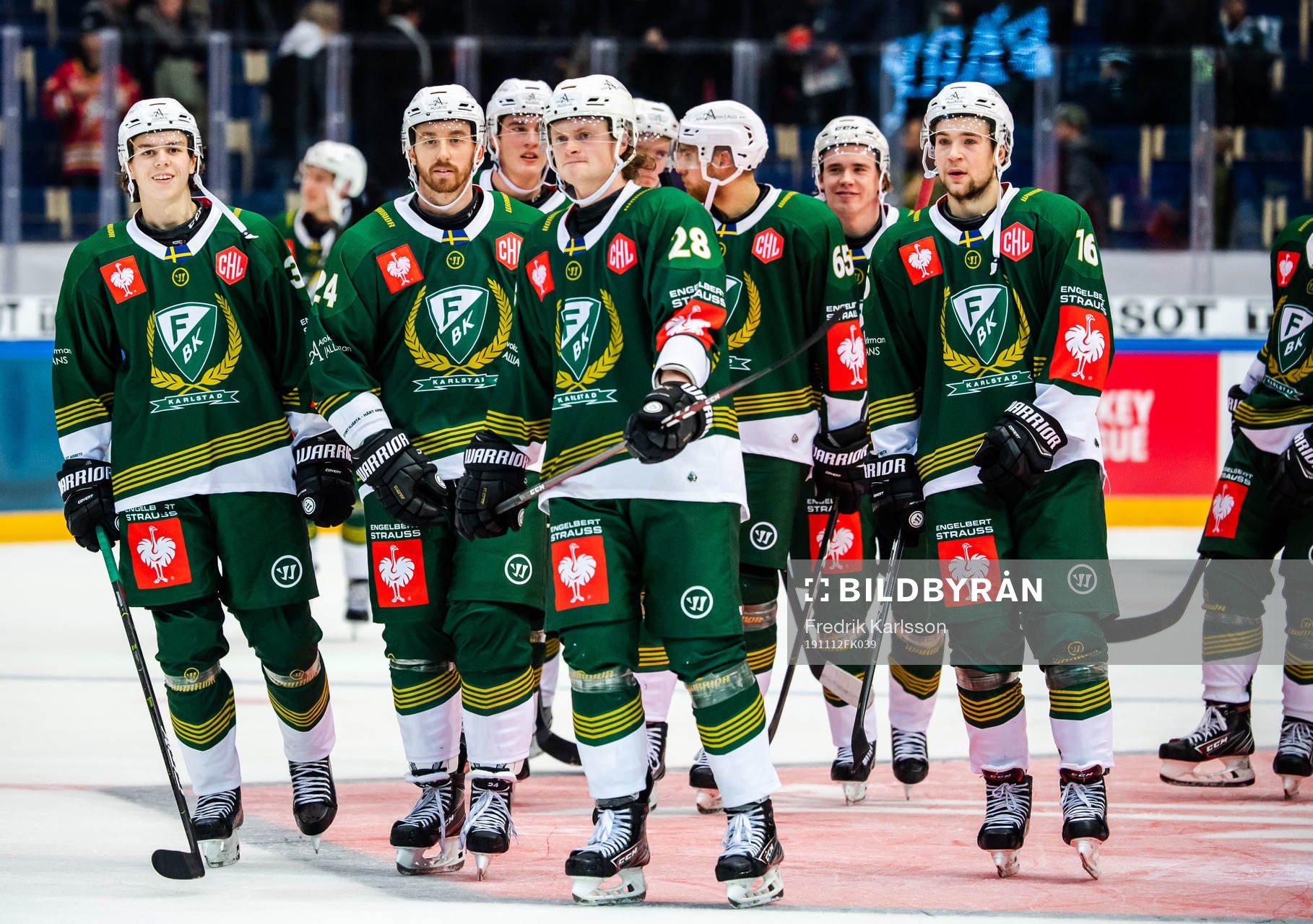 Players of Färjestad celebrate