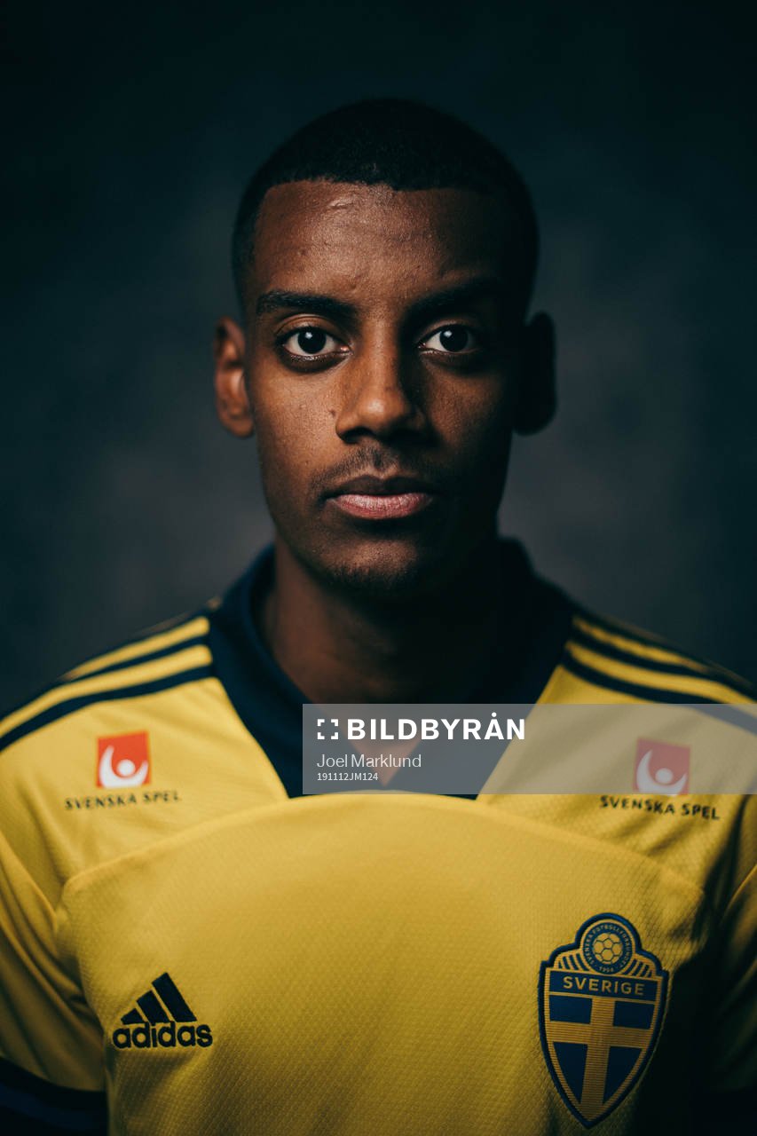 Alexander Isak of the Swedish national football team poses