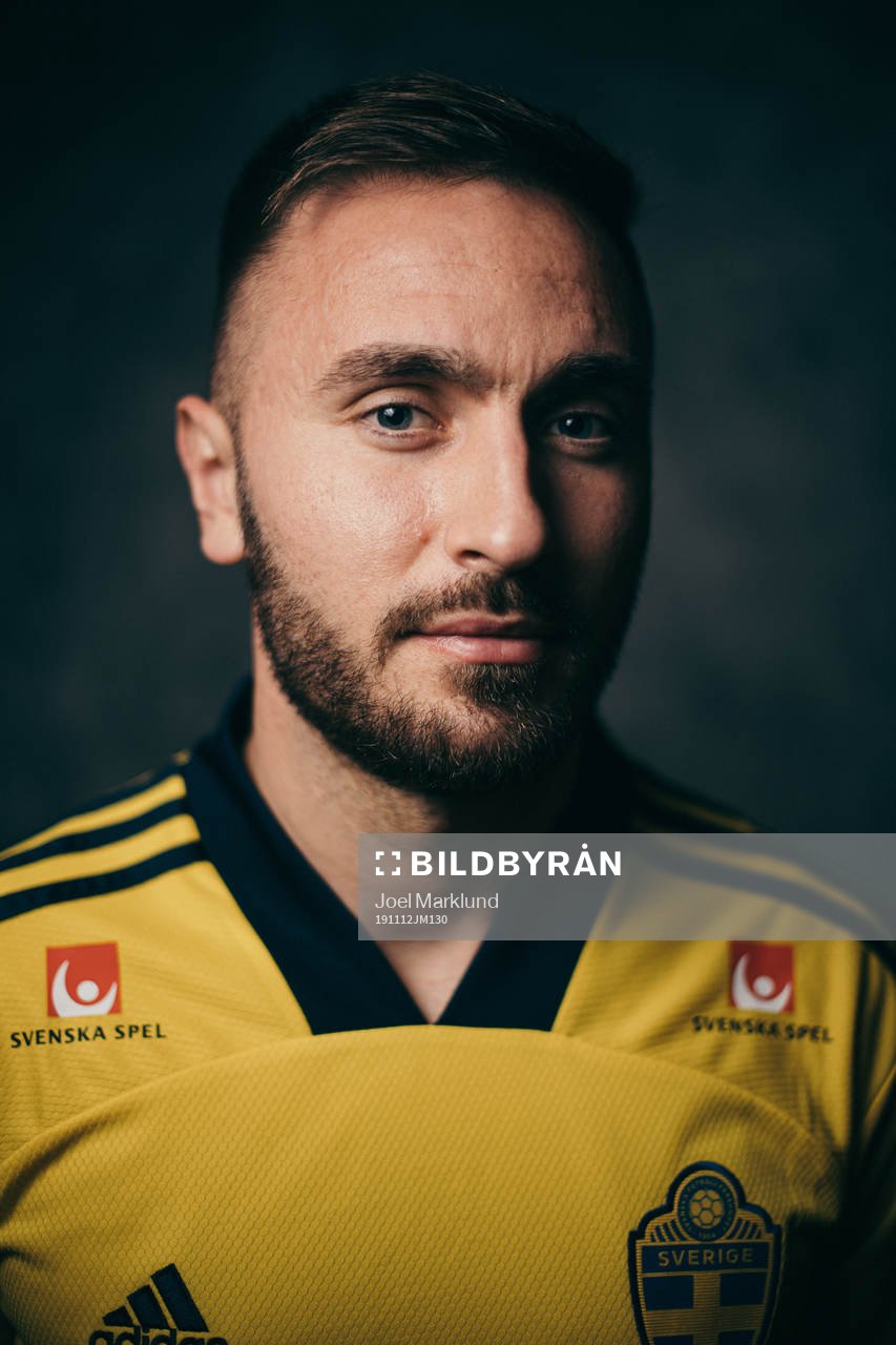 Muamer Tankovic of the Swedish national football team poses
