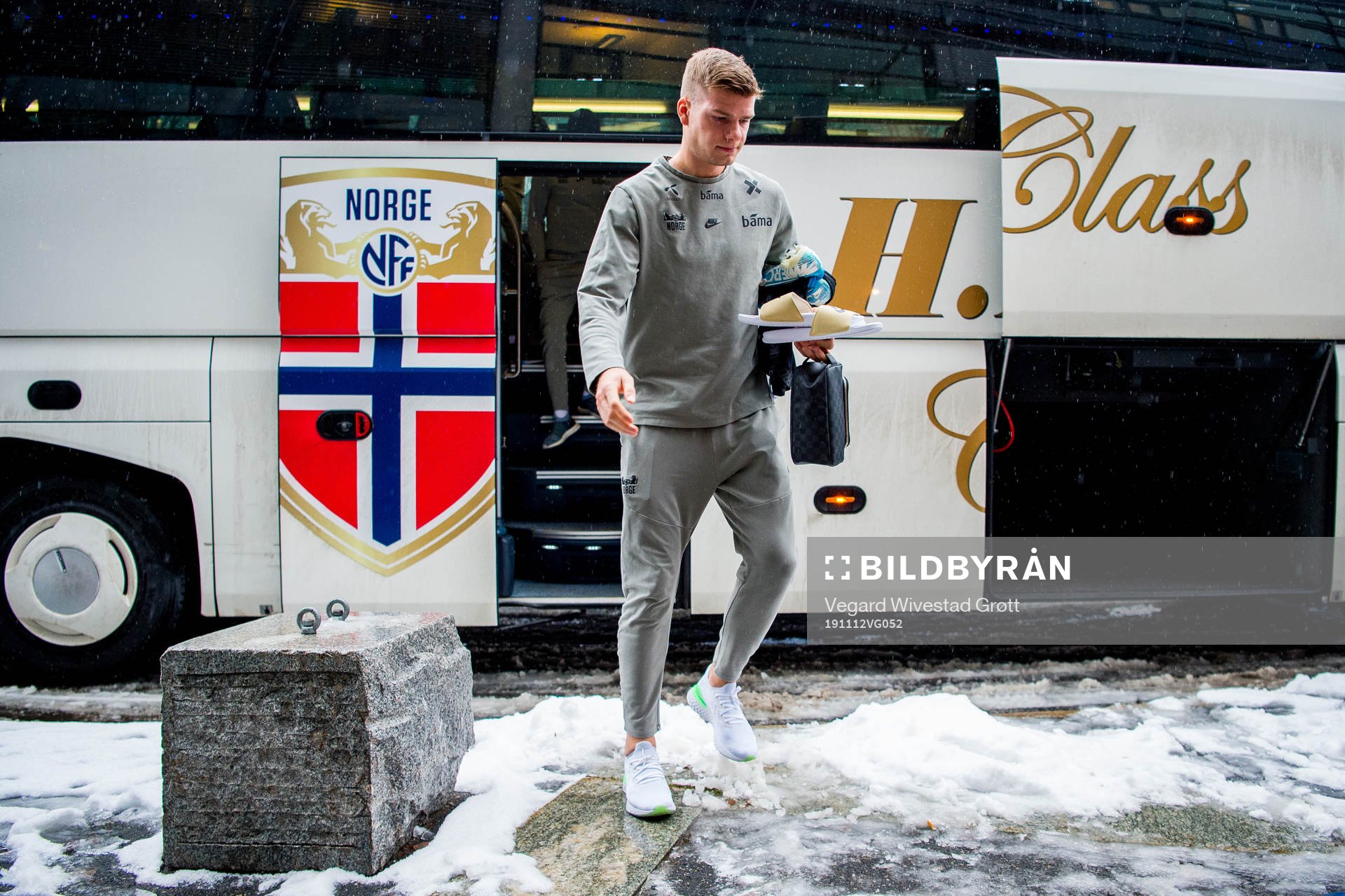 Alexander Sørloth of Norway arrives