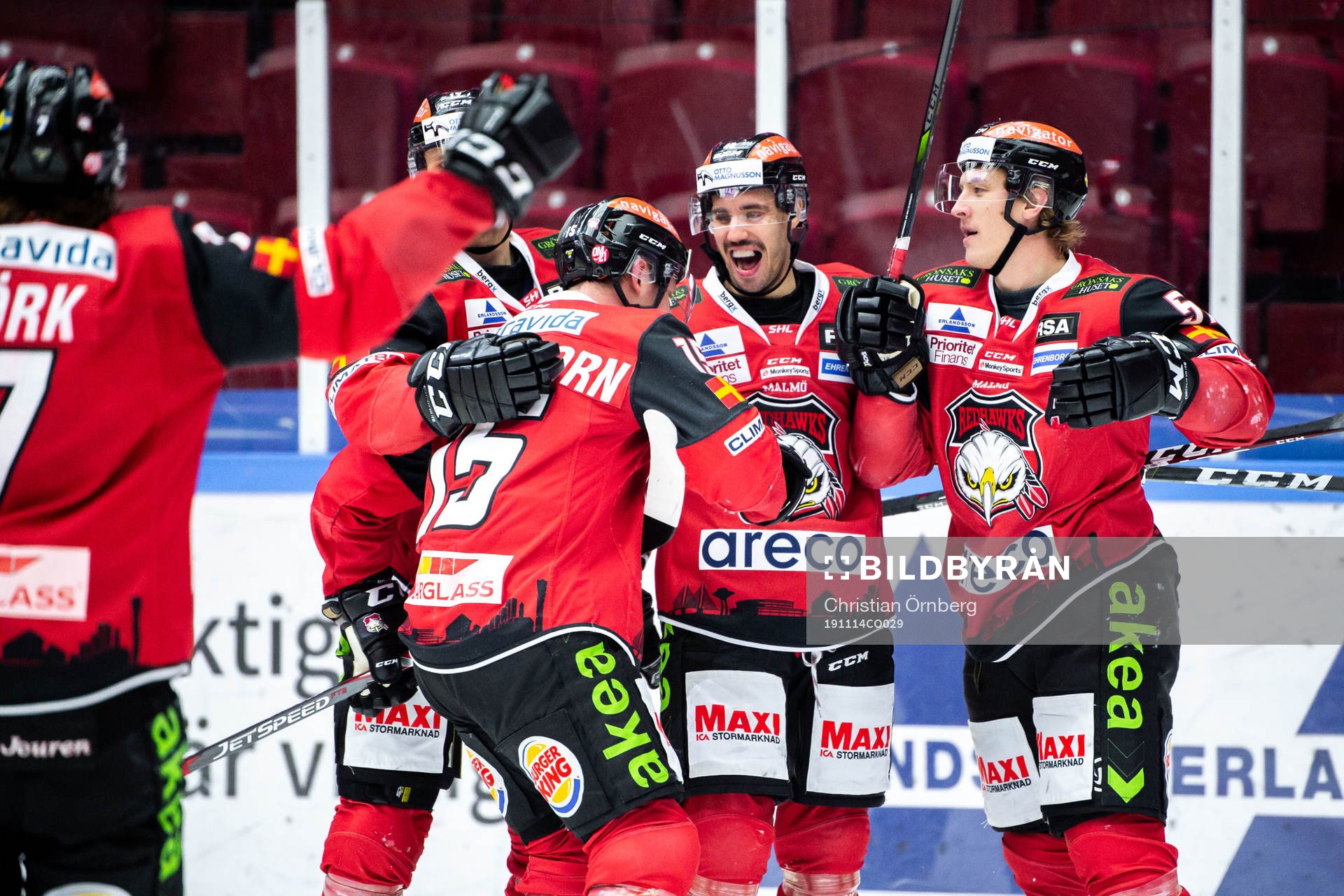 Malmö Redhawks Jesper Jensen, Tobias Ekberg och Axel
