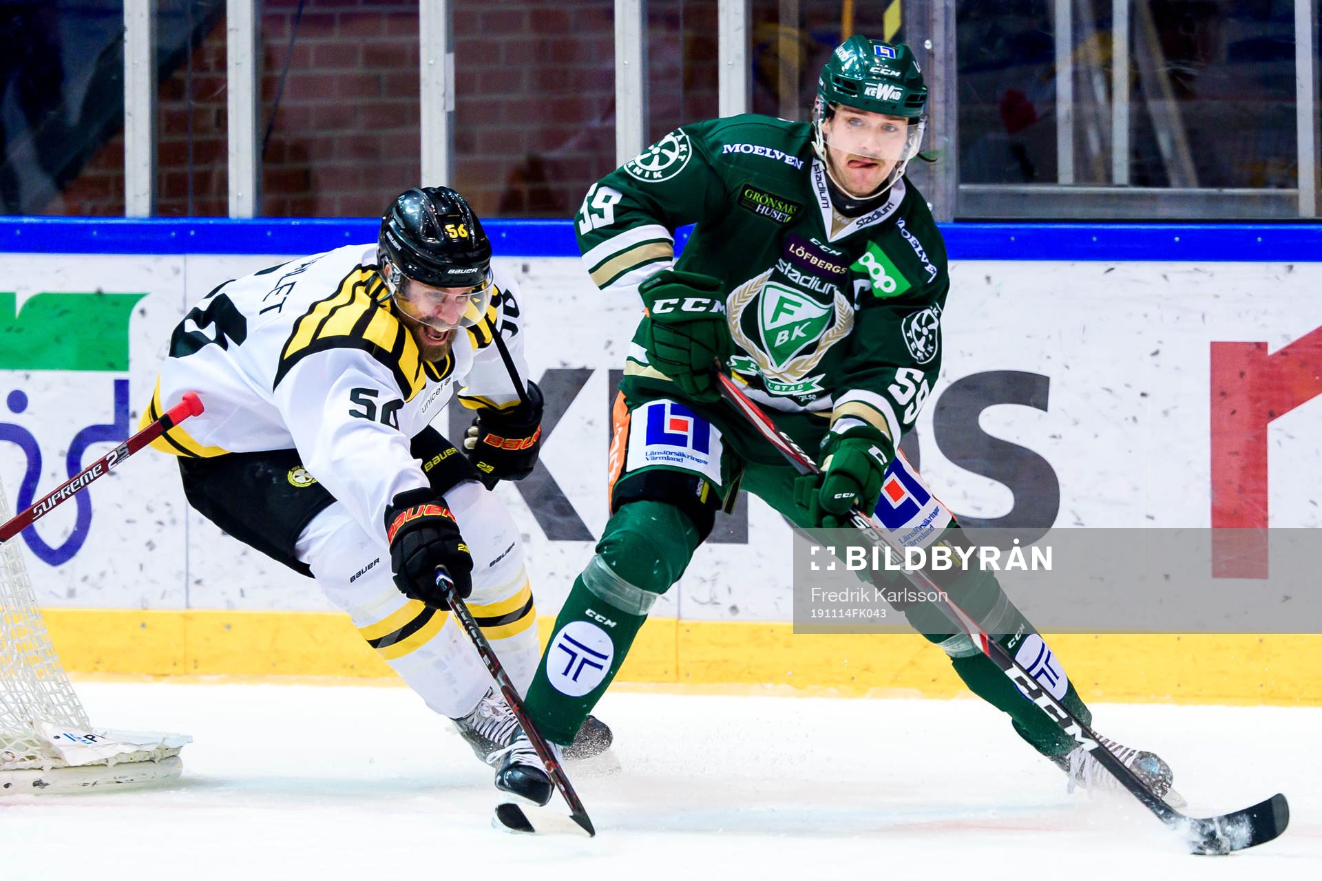 Brynäs Jonathan Sigalet och Färjestads Linus Johansson