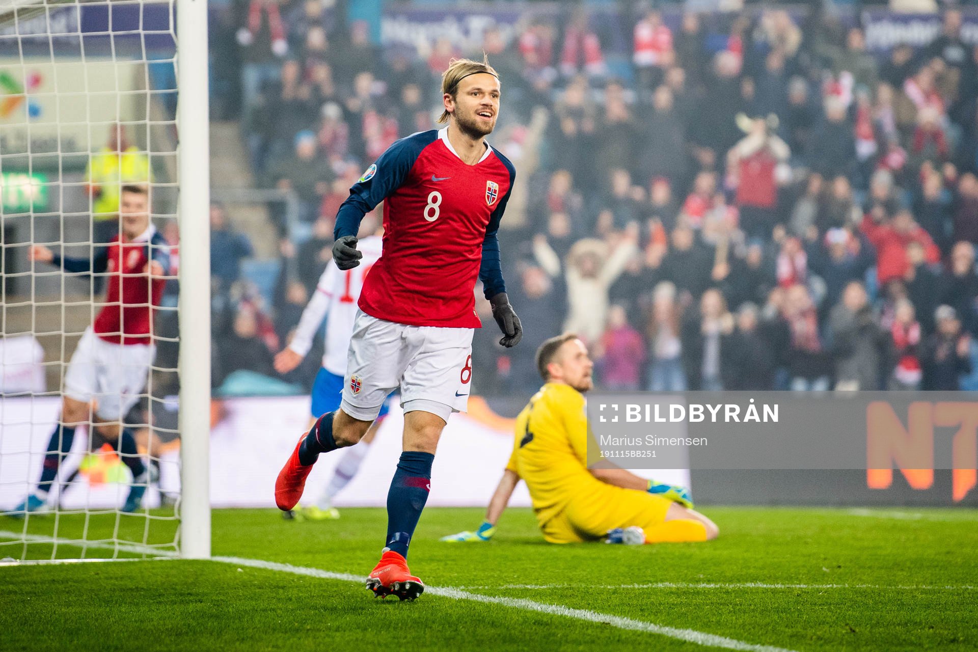 Iver Tobias Rørvik Fossum of Norway celebrates 2-0