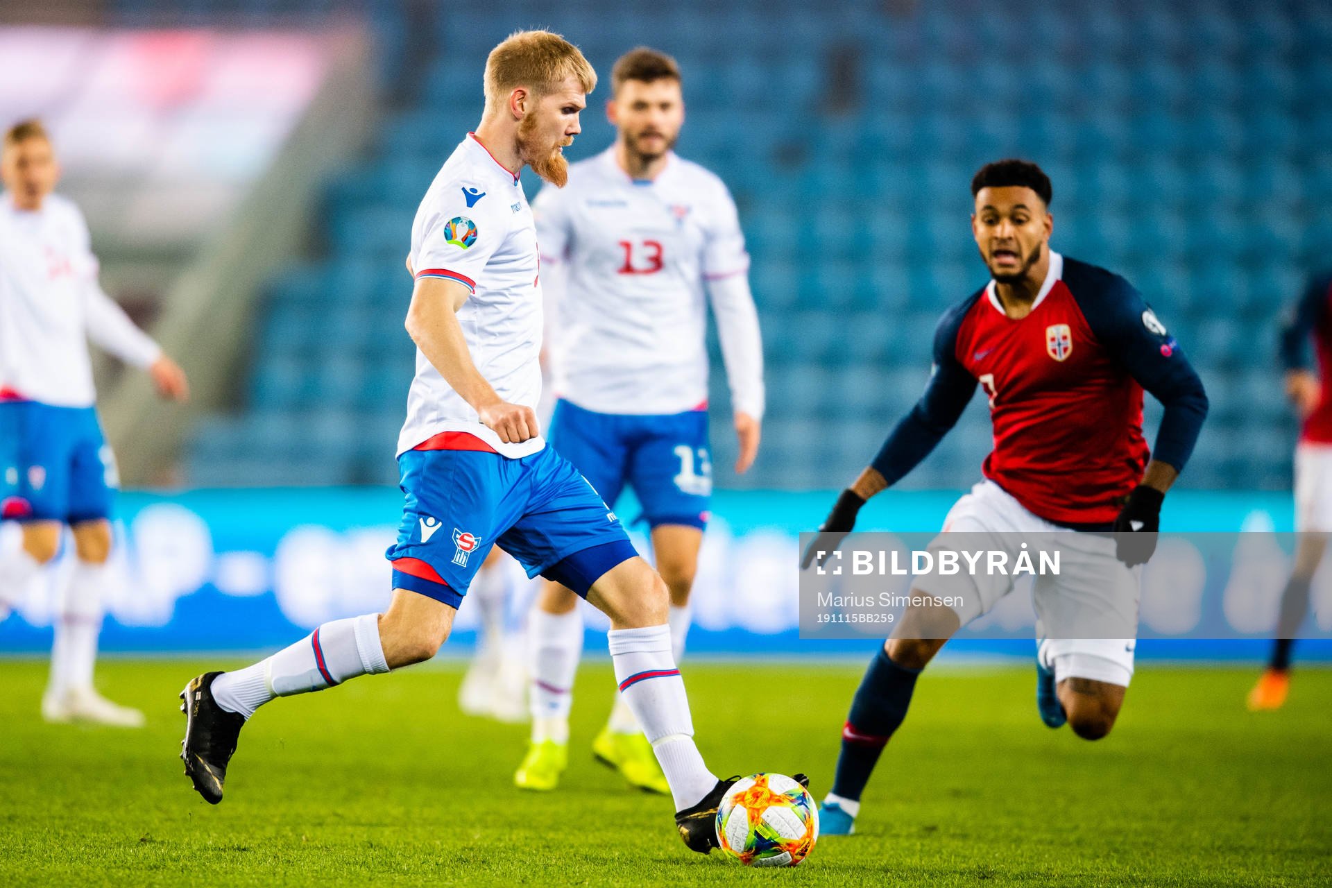 Odmar Faero of Faroe Islands during the UEFA Euro qualifier football match between Norway and Faroe Islands on November 15, 2019 in Oslo.