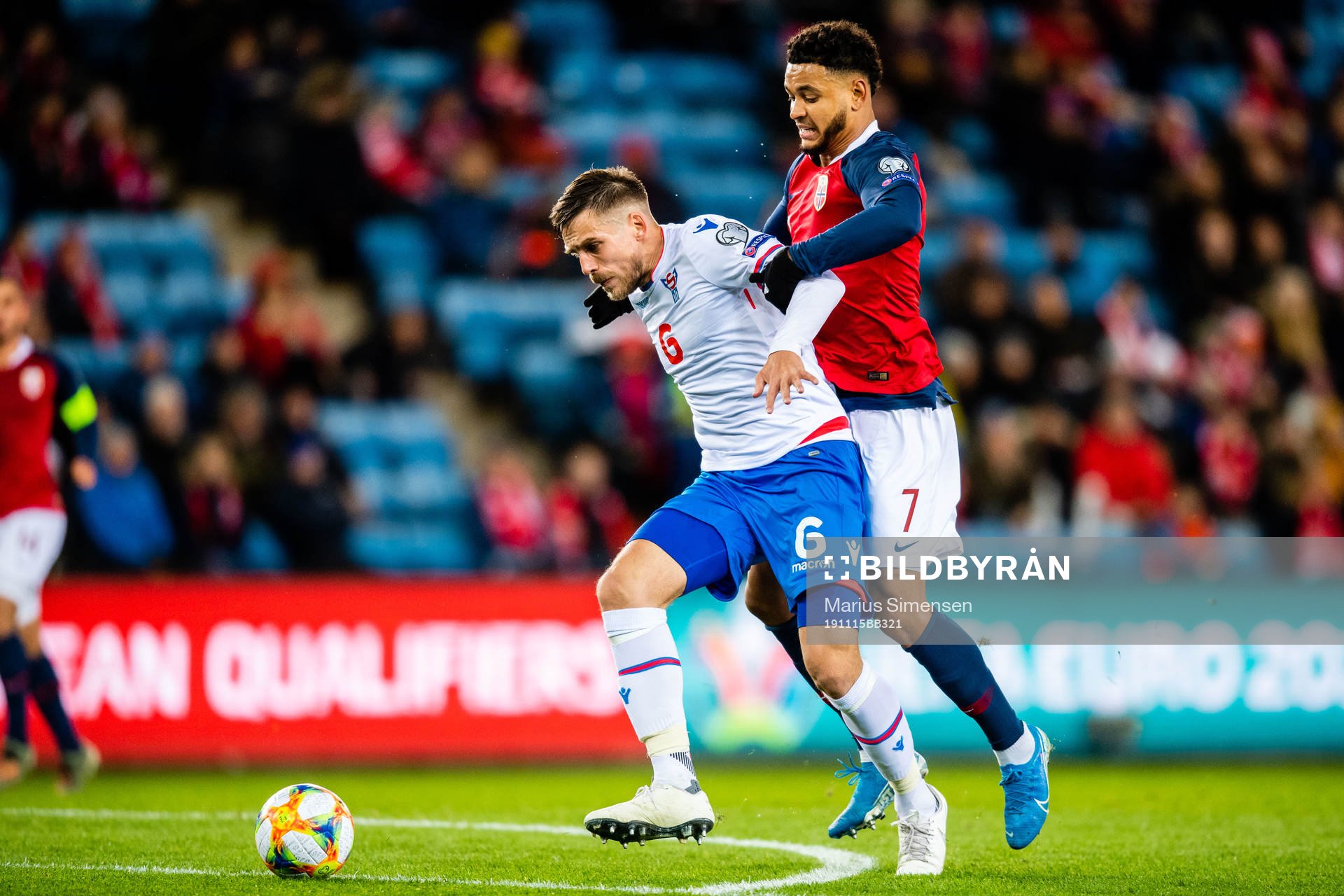 Heini Vatnsdal of Faroe Islands and Joshua Christian Kojo