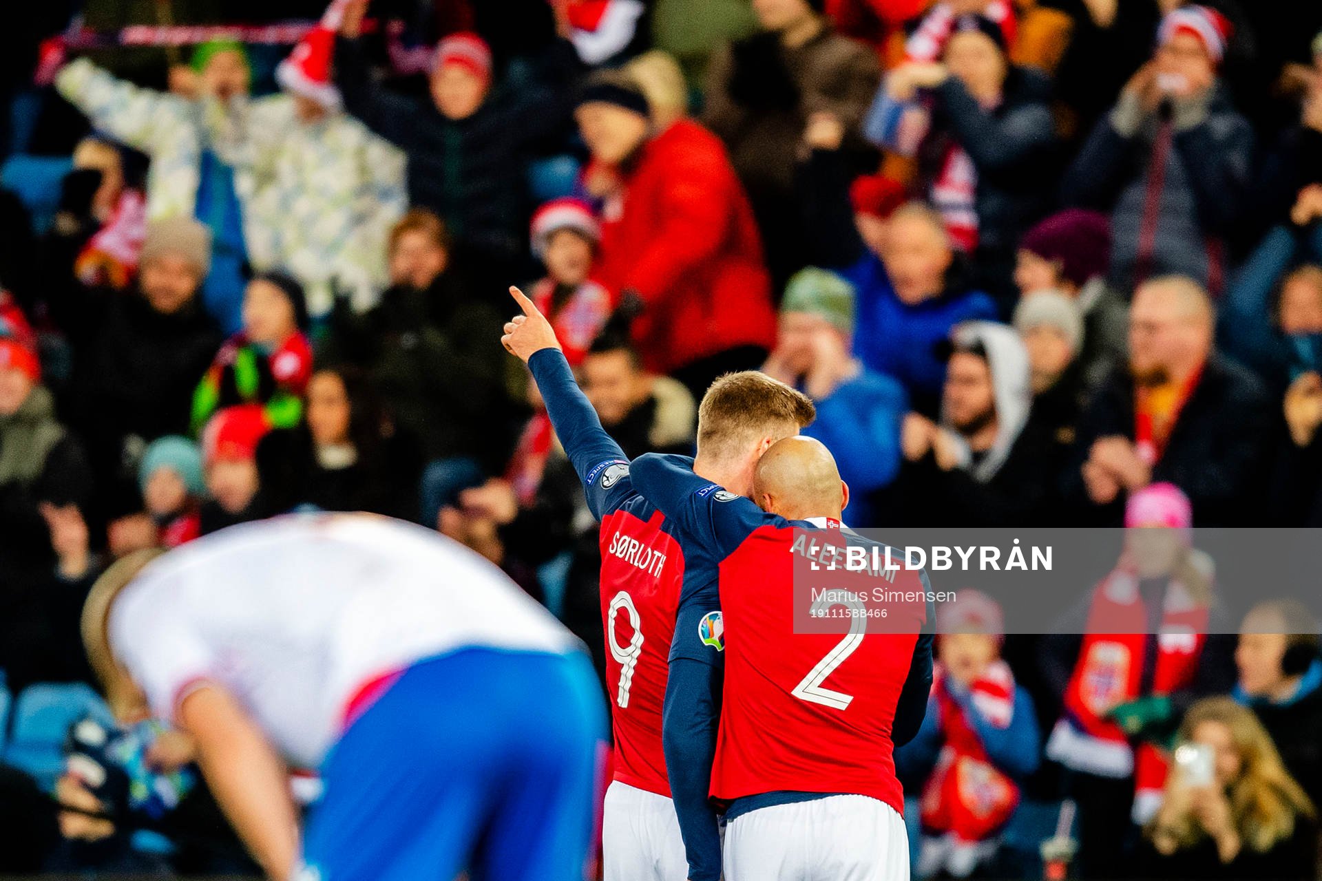 Alexander Sørloth and Haitam Aleesami of Norway celebrates