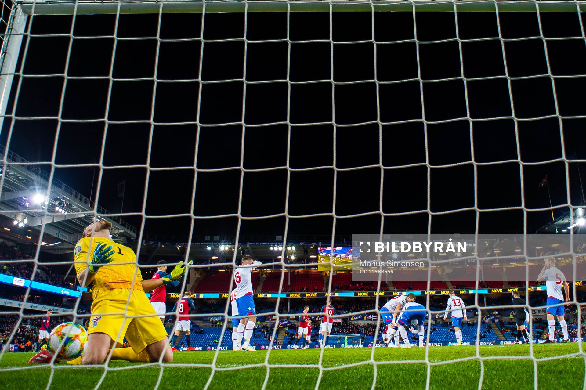 Gunnar Nielsen of Faroe Islands looks dejected