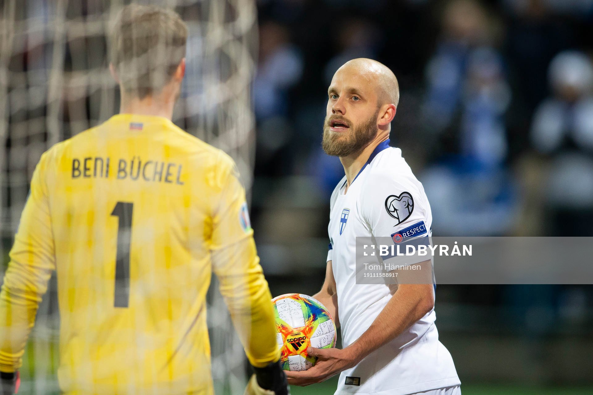 Benjamin Büchel #1, LIE, Teemu Pukki #10, FIN
