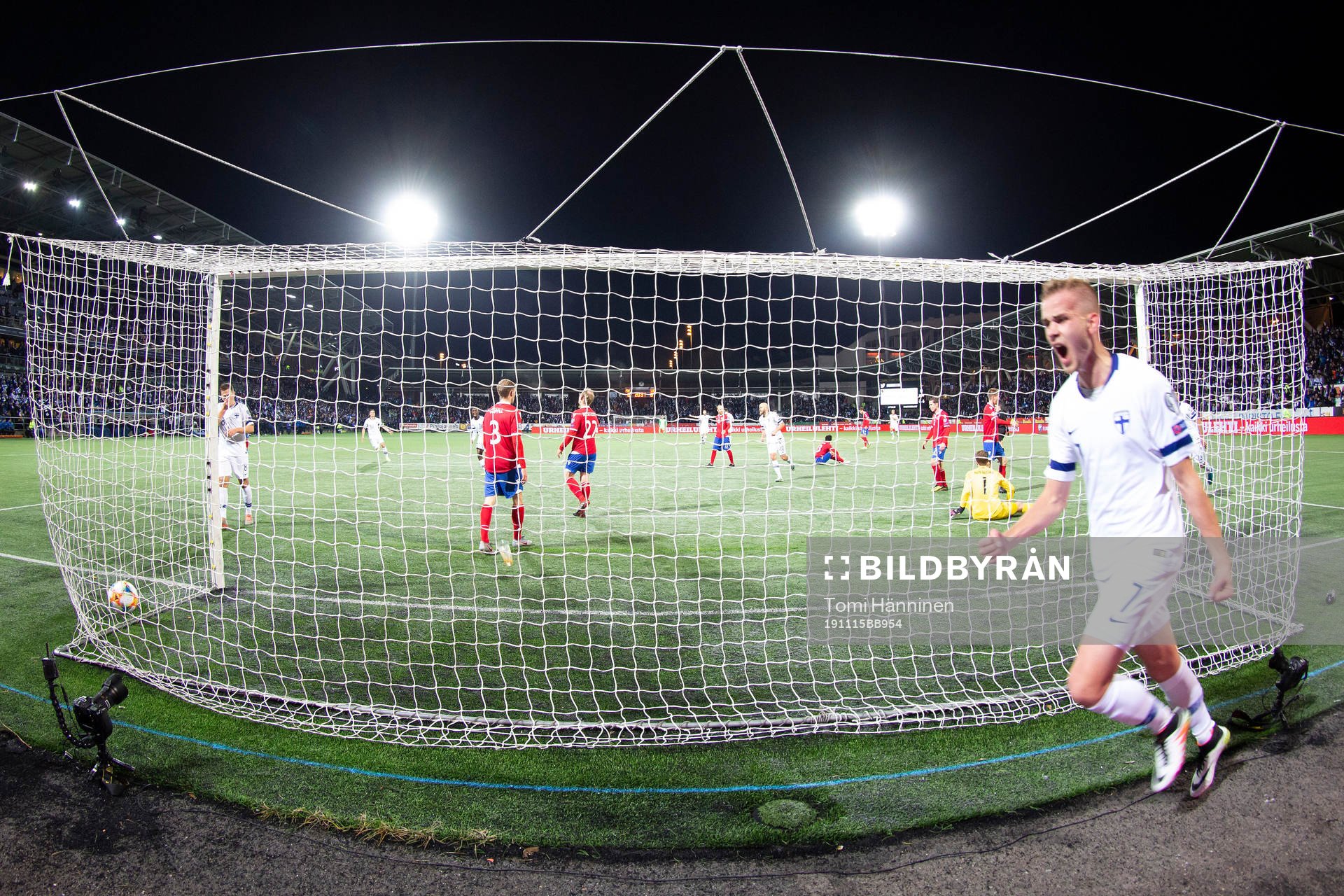 Jasse Tuominen #7, FIN celebrating 1-0 goal  their European