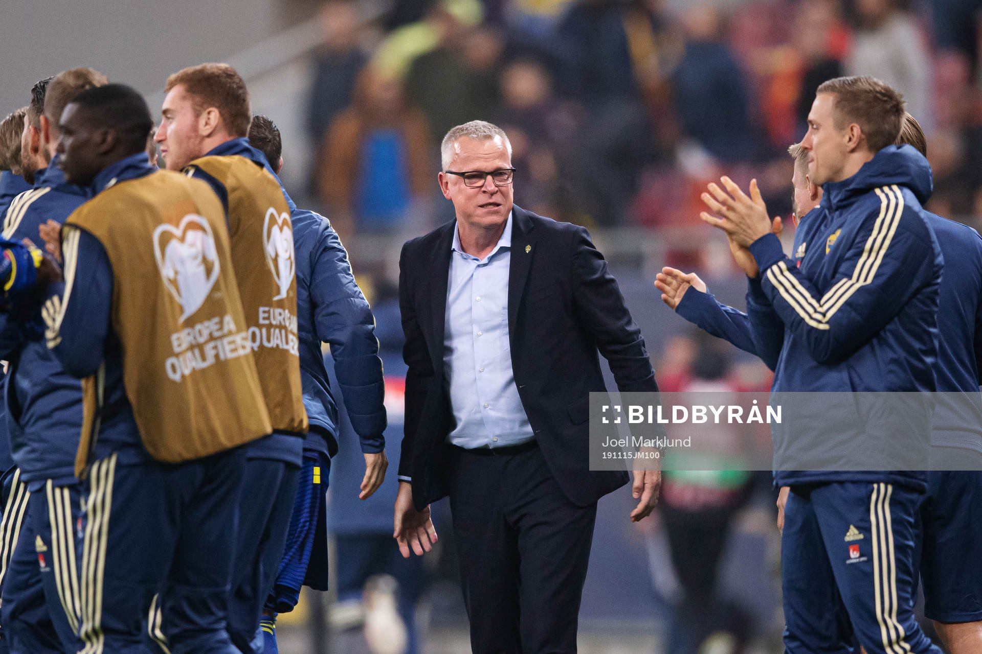 Janne Andersson, head coach of Sweden, reacts