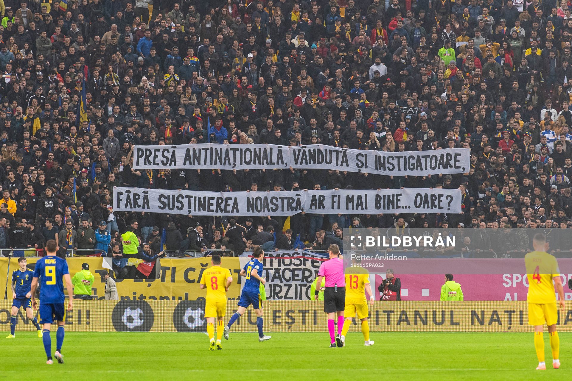 Banners is seen among the fans of Romania