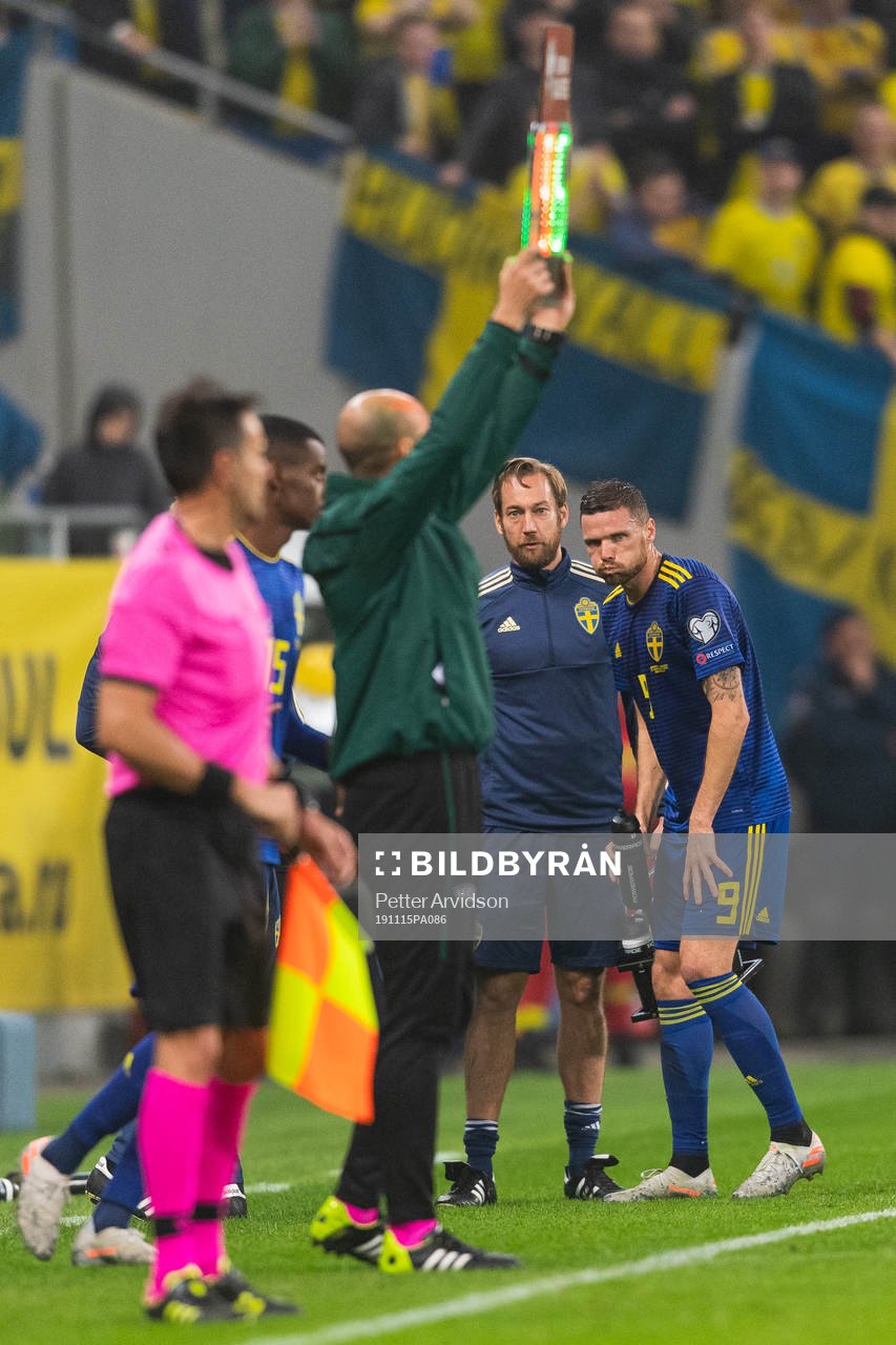 Marcus Berg of Sweden is substituted due to injury