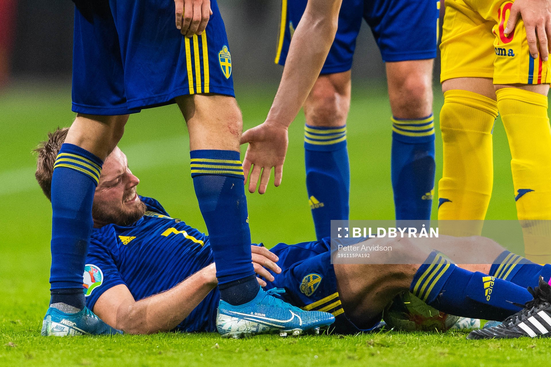 Sebastian Larsson of Sweden lies down