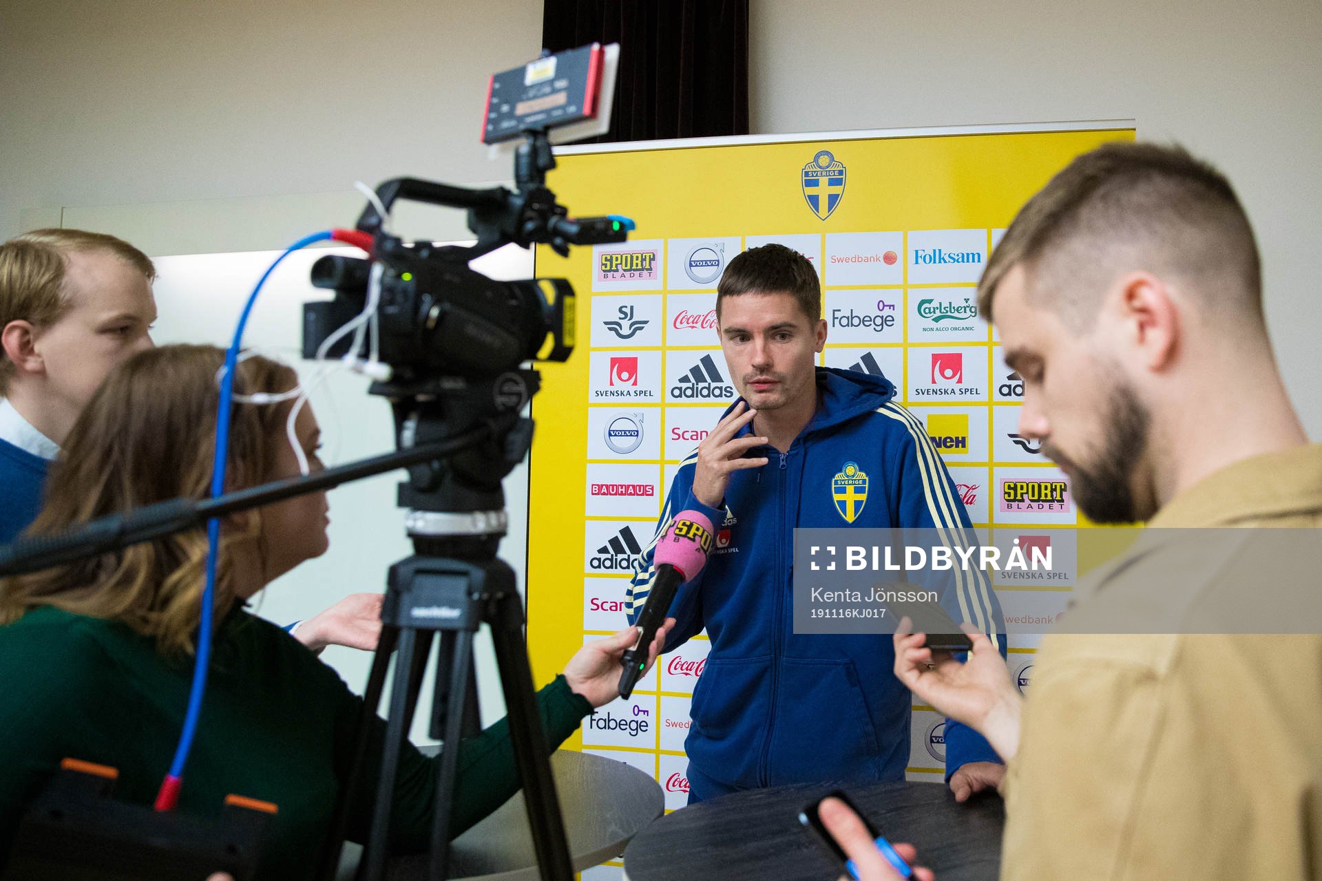 Mikael Lustig of the Swedish national football team during a press event on November 16, 2019 in Stockholm. 
