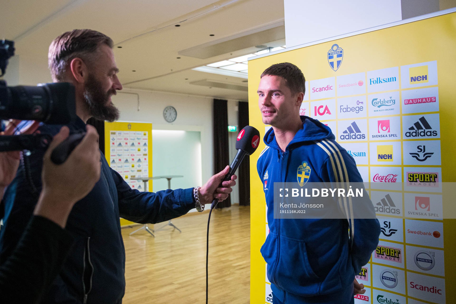 Mikael Lustig of the Swedish national football team during a press event on November 16, 2019 in Stockholm. 
