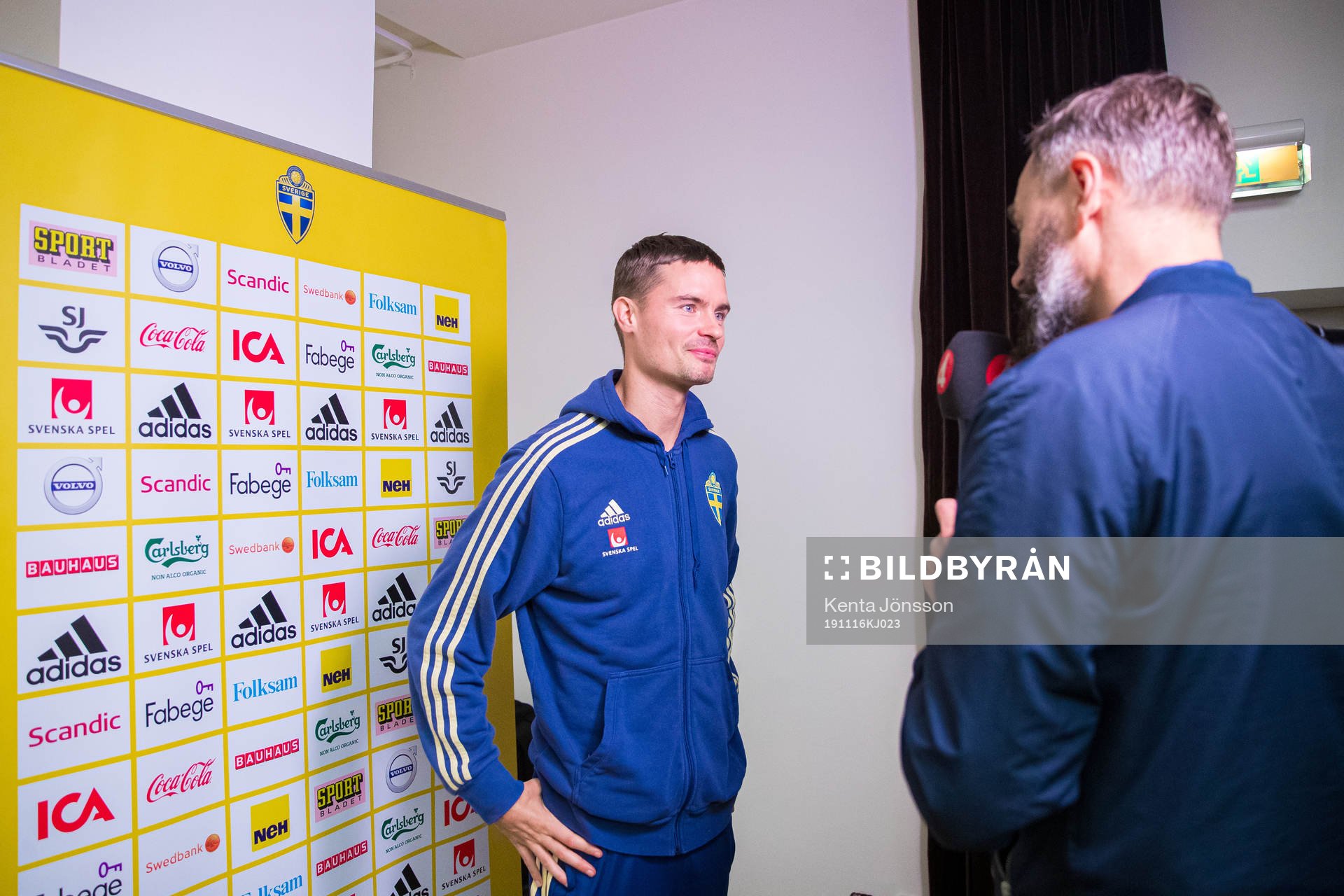 Mikael Lustig of the Swedish national football team during a press event on November 16, 2019 in Stockholm. 
