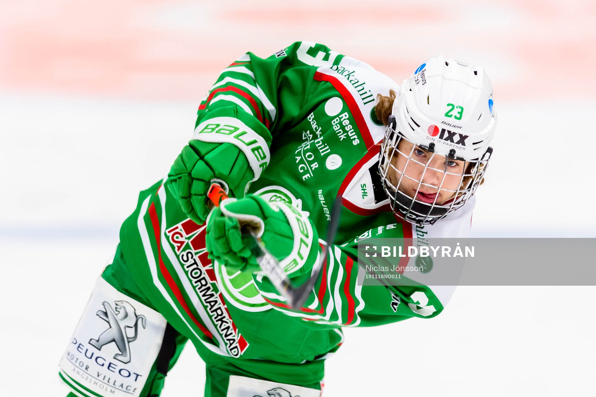 Rögles Calle Spaberg Olsen innan ishockeymatchen i SHL