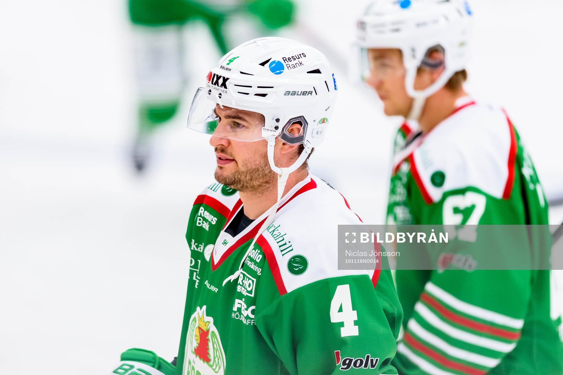 Rögles Kodie Curran innan ishockeymatchen i SHL mellan
