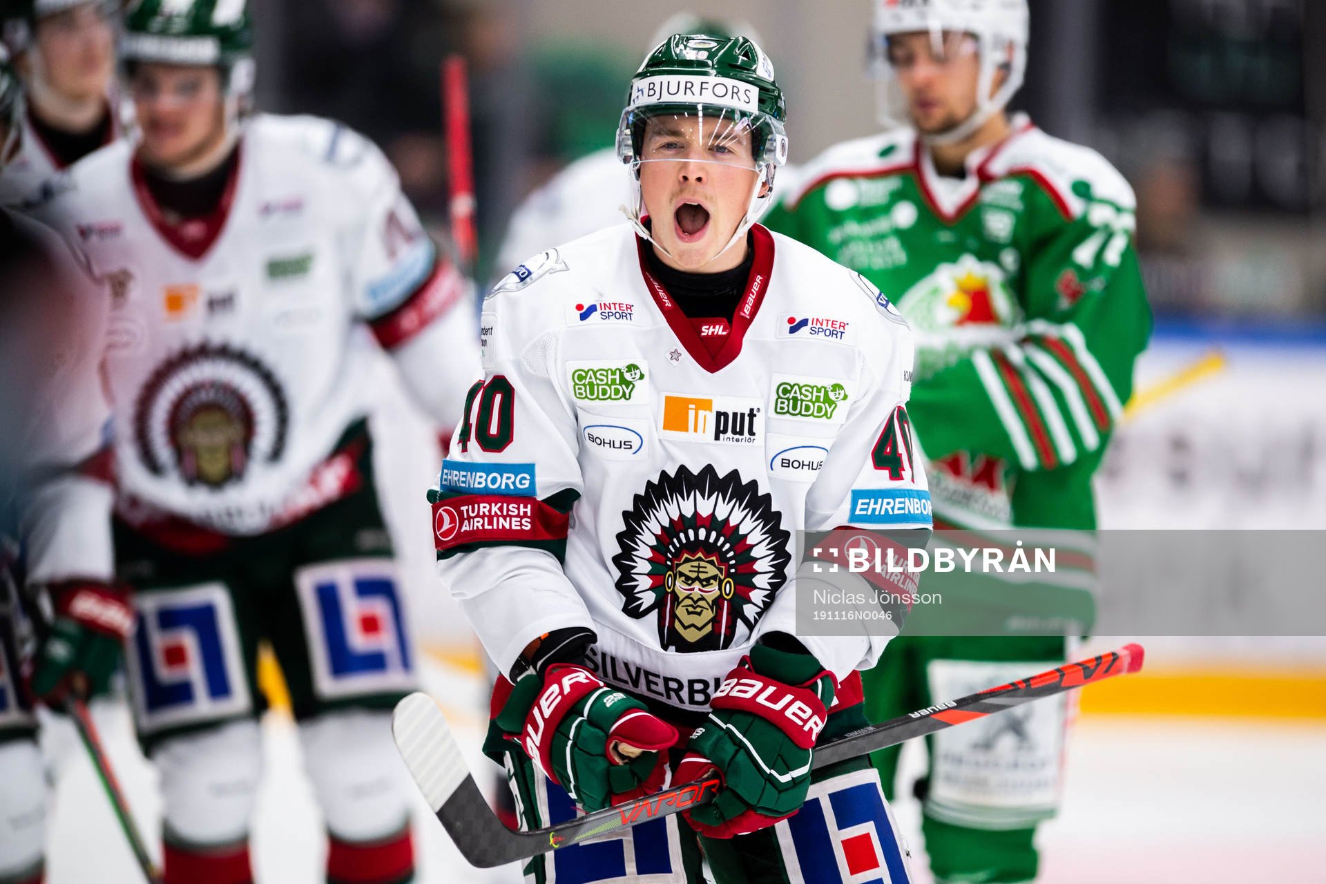 Frölundas Joel Mustonen jublar