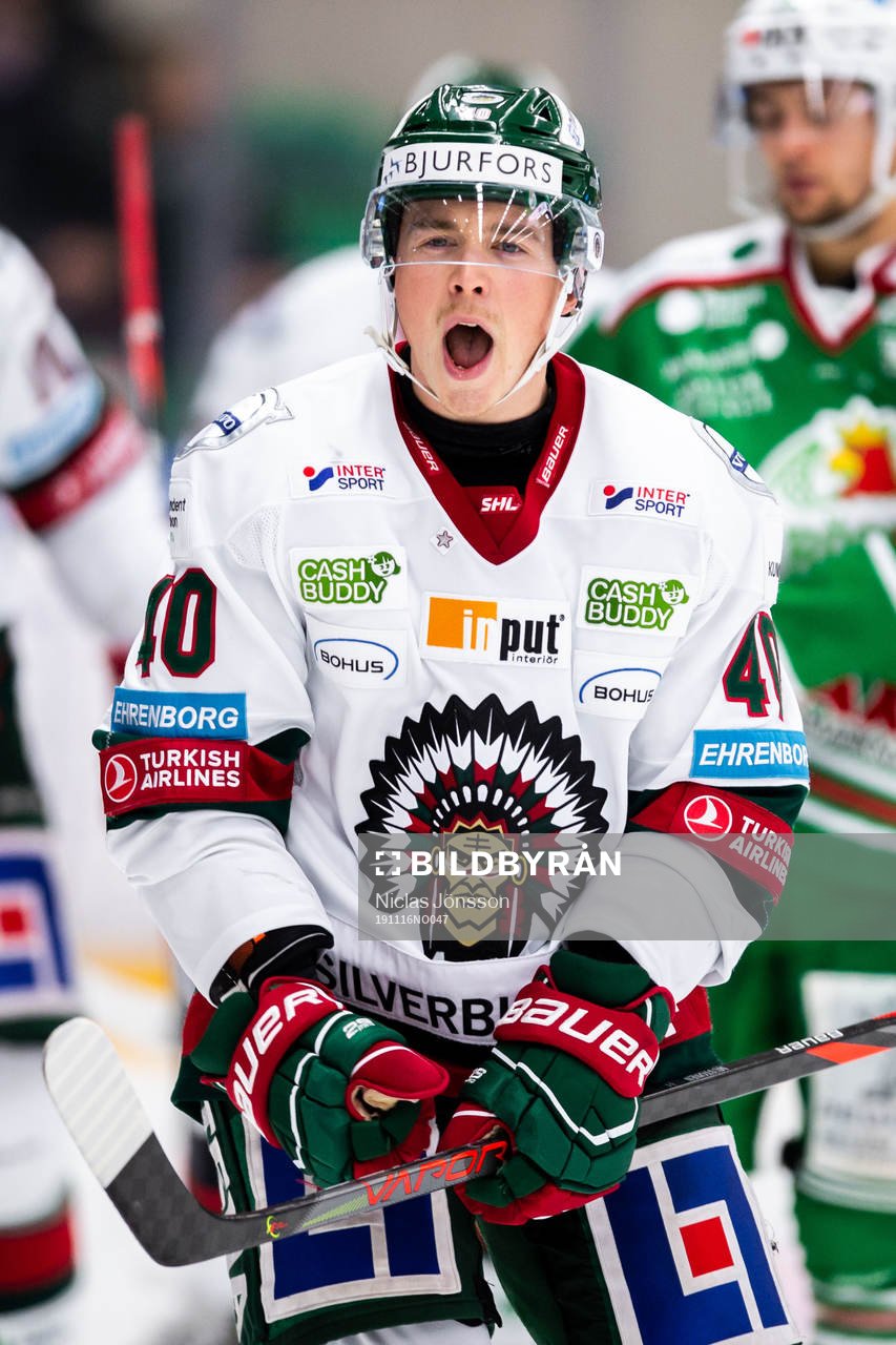 Frölundas Joel Mustonen jublar