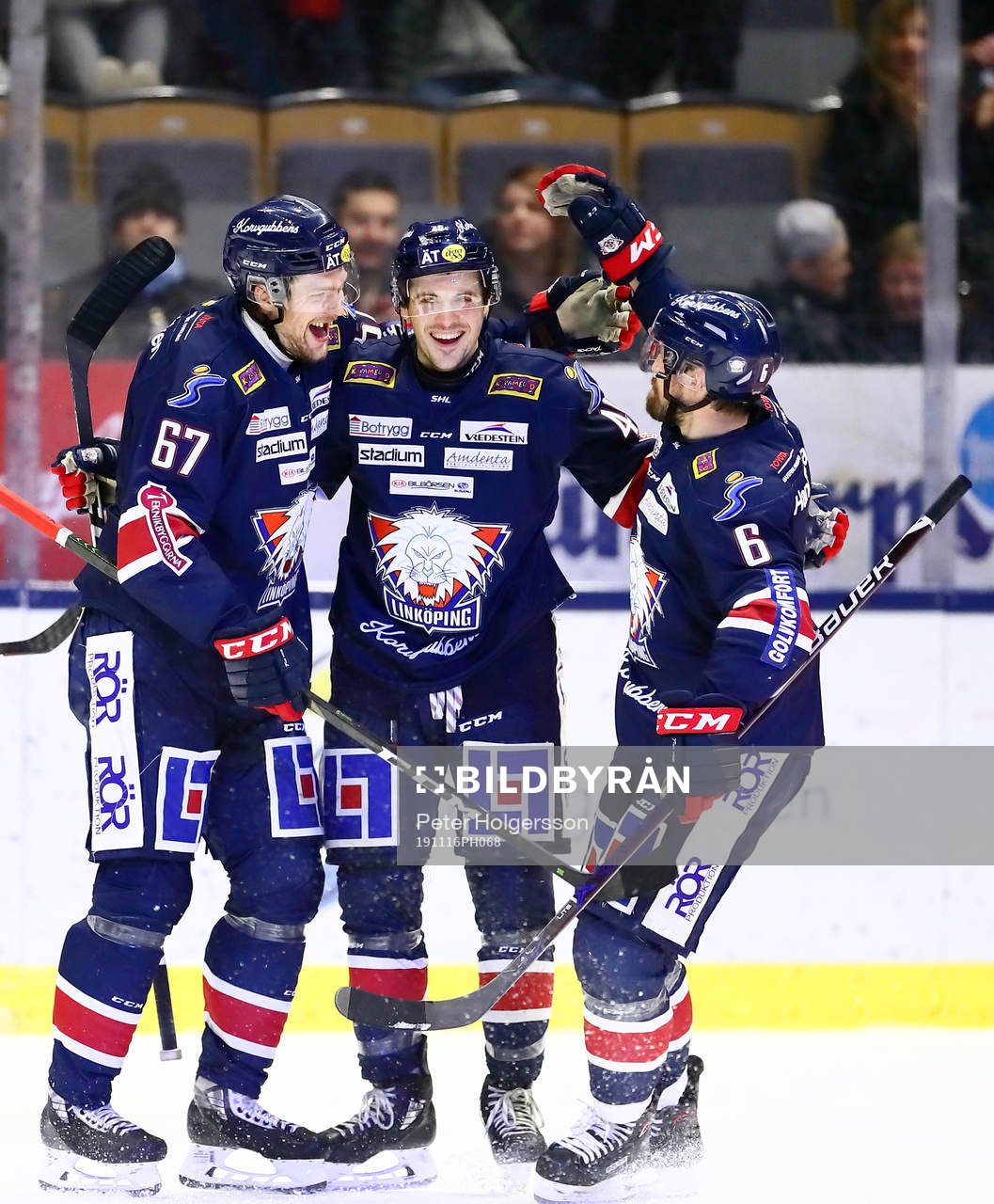 Linköpings Jarno Kärki, Adam Helewka och Jonas Holös