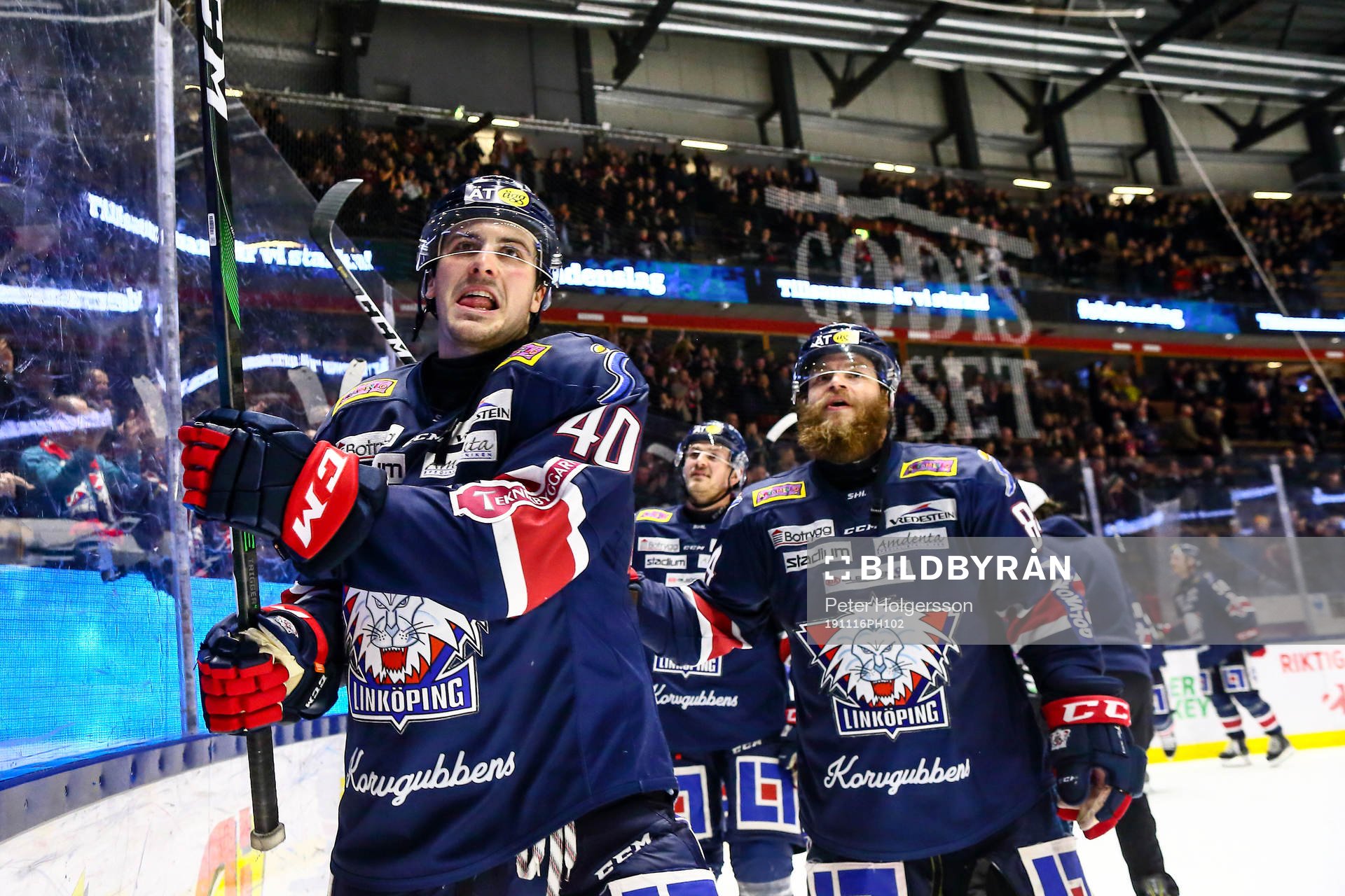 Linköpings Adam Helewka och Jimmy Andersson jublar