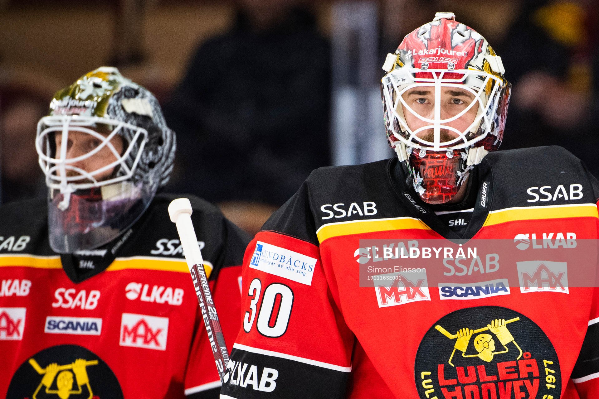 Luleås målvakt Joel Lassinantti och målvakt David Rautio