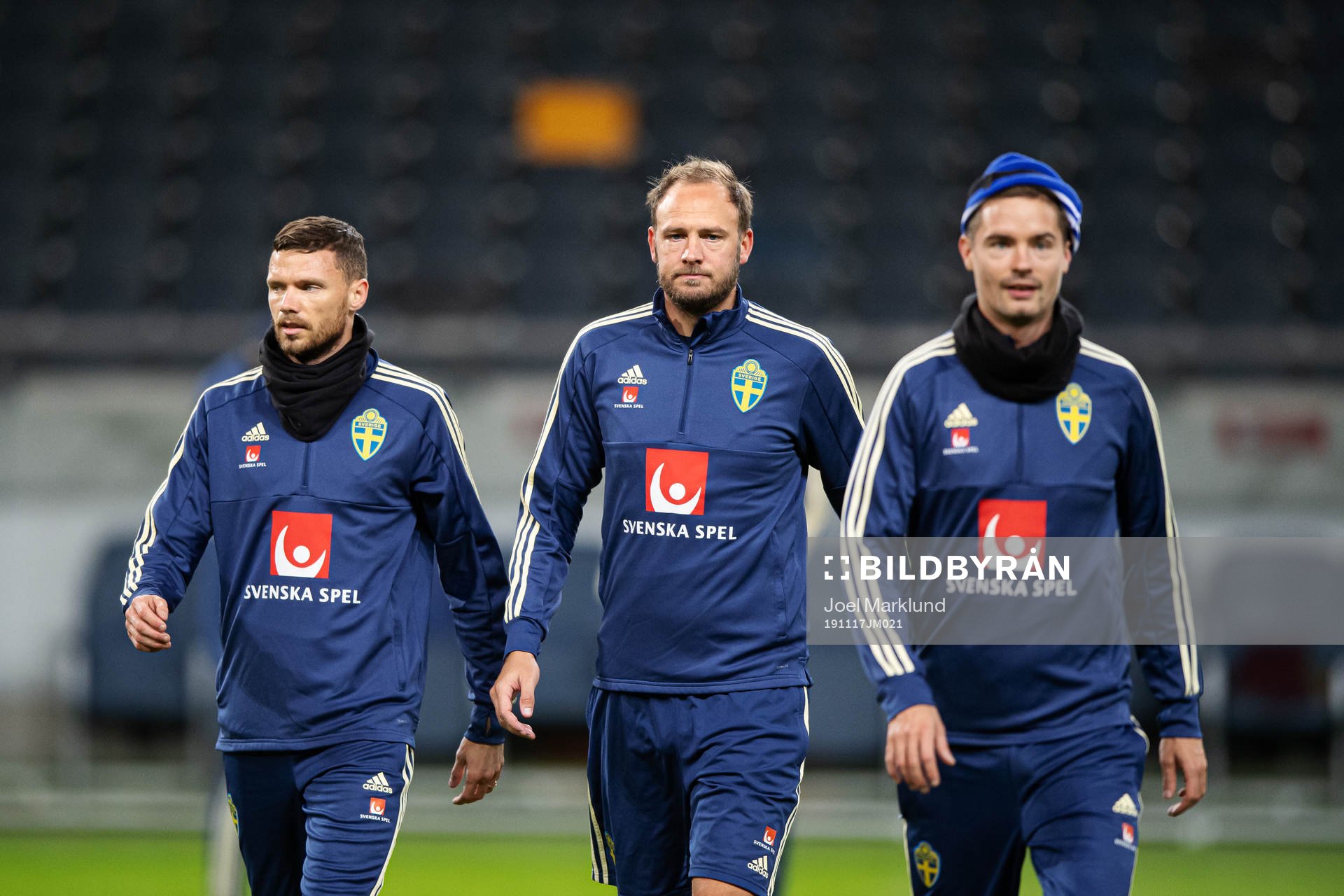 Marcus Berg, Andreas Granqvist and Mikael Lustig of the