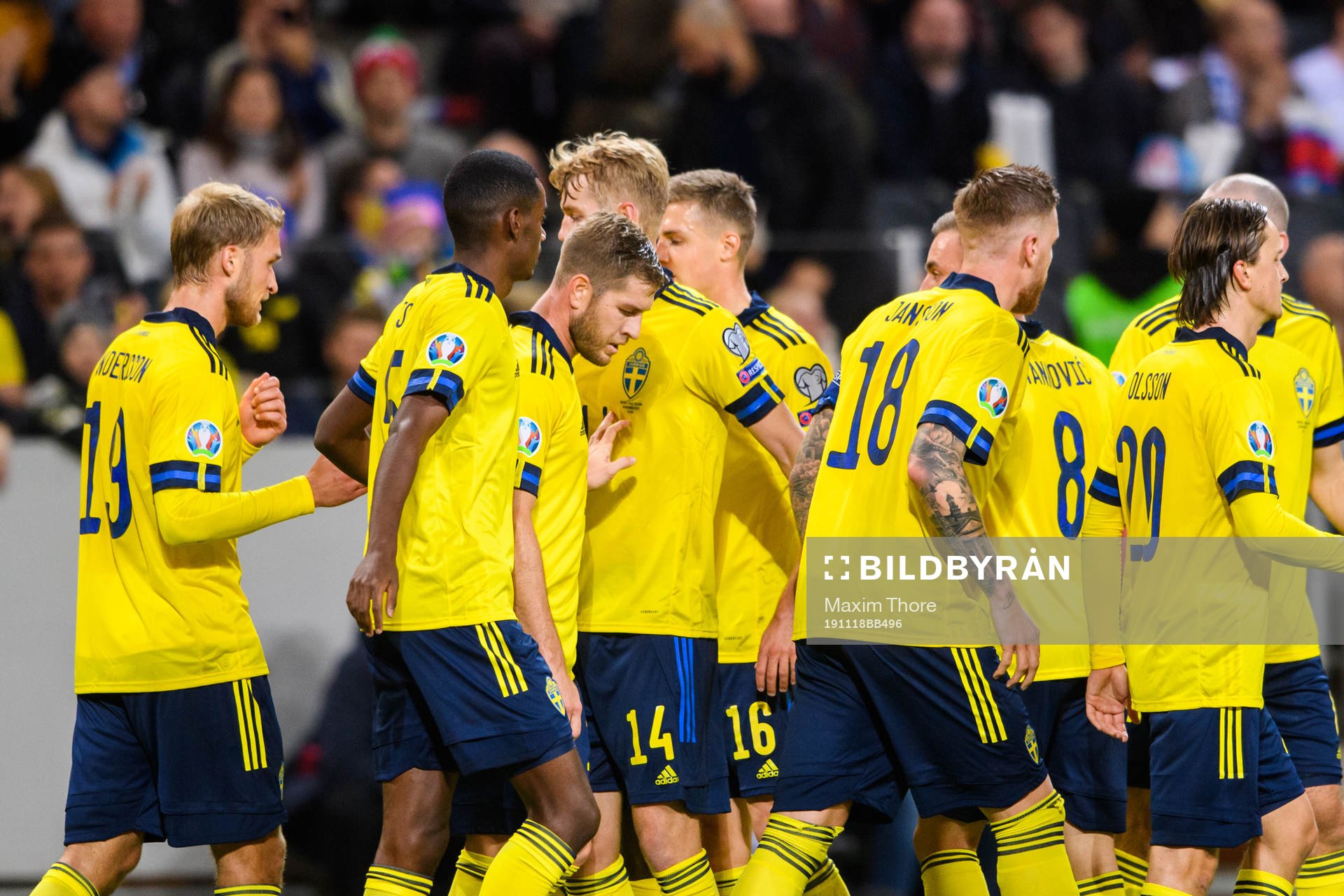 Sebastian Andersson of Sweden celebrate with team mates