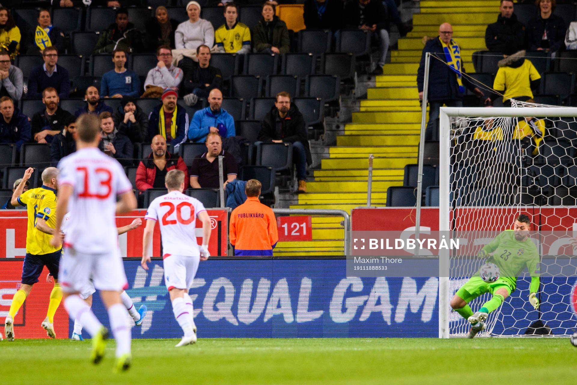 Goalkeeper Kristoffer Nordfeldt of Sweden makes a save