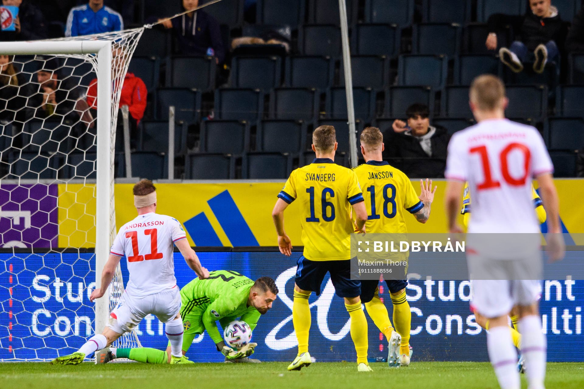 Goalkeeper Kristoffer Nordfeldt of Sweden makes a save