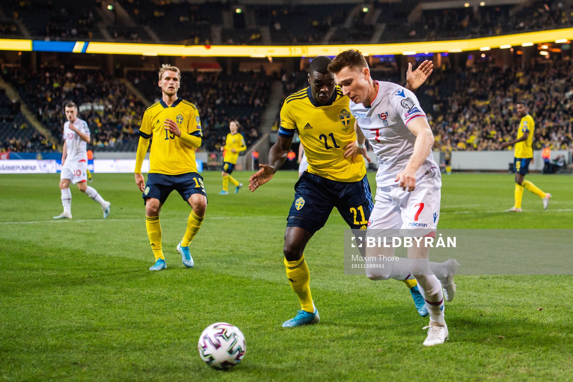 Ken Sema of Sweden and Kaj Leo Bartalsstovu of Faroe Islands
