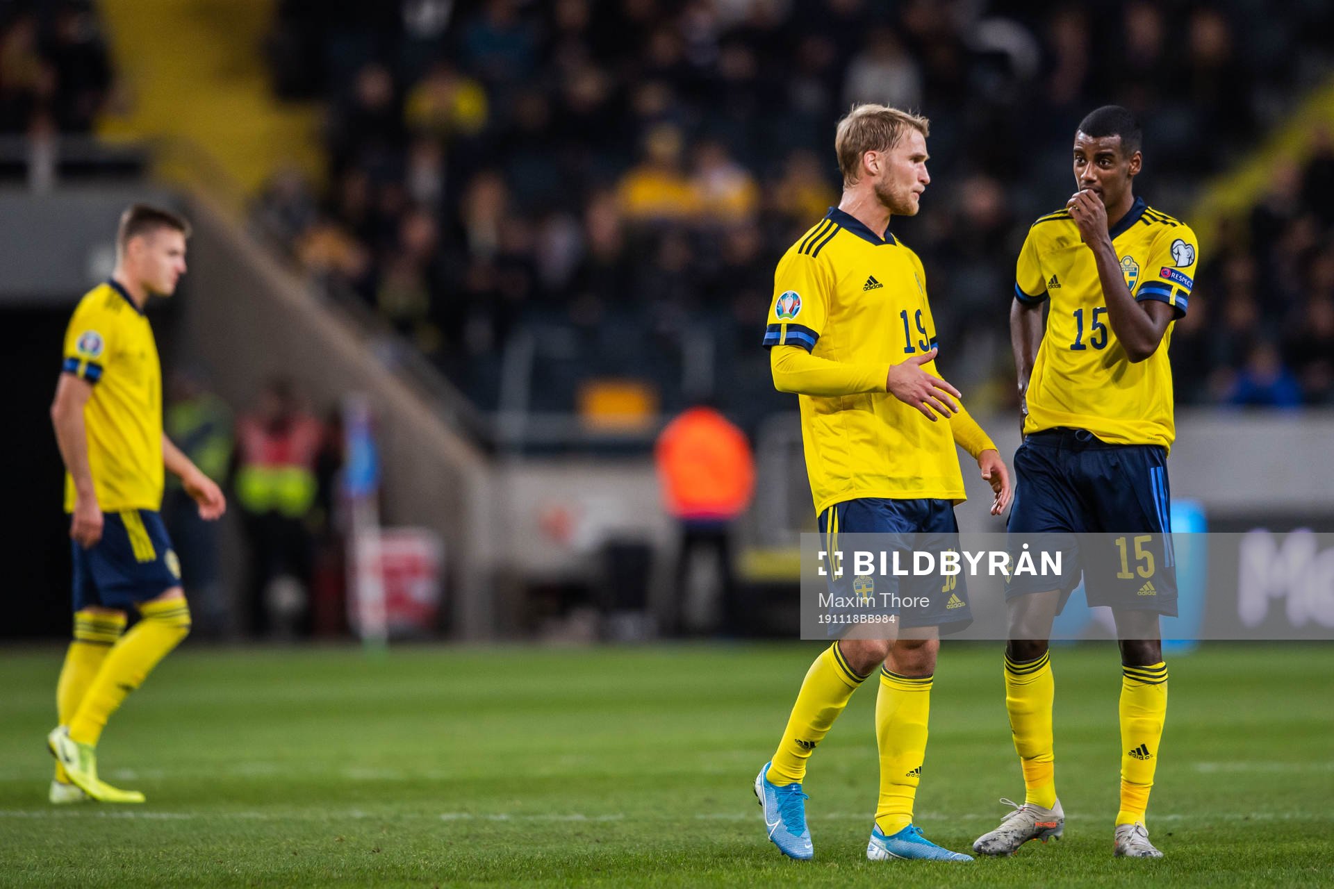 Sebastian Andersson and Alexander Isak of Sweden