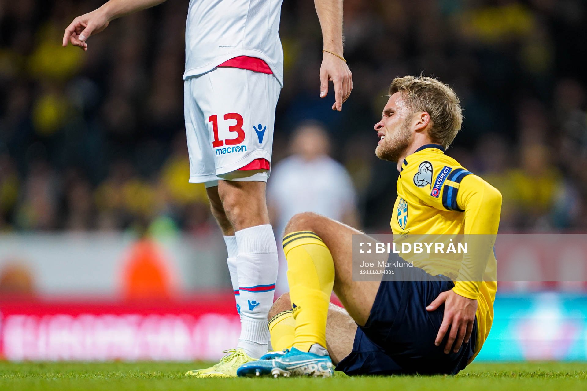 Sebastian Andersson of Sweden in pain