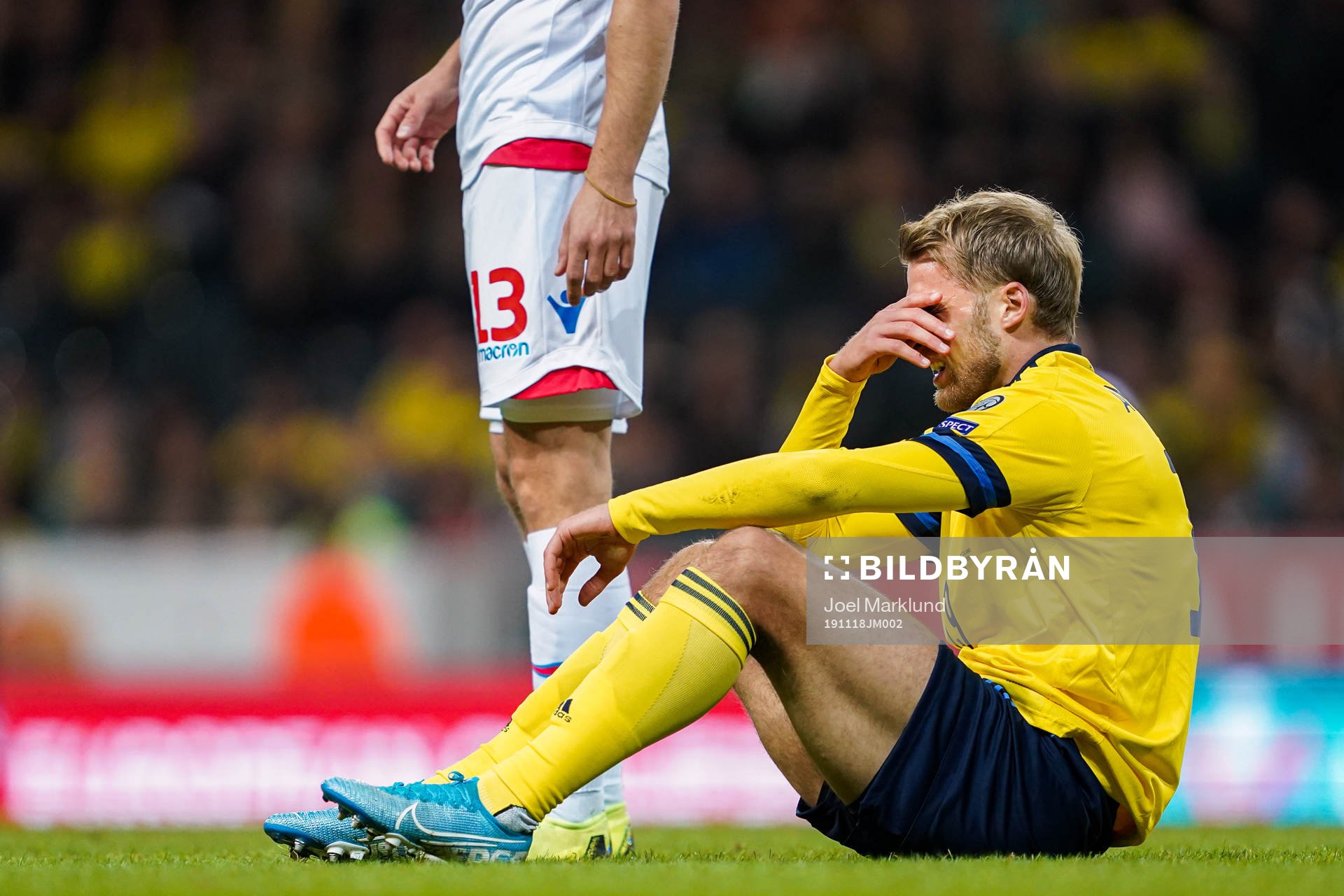 Sebastian Andersson of Sweden in pain